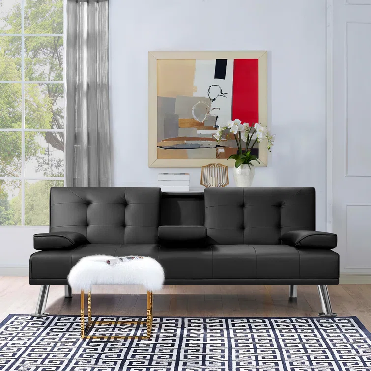 Abbigale 65.8'' Faux Leather Reclining Sleeper Sofa