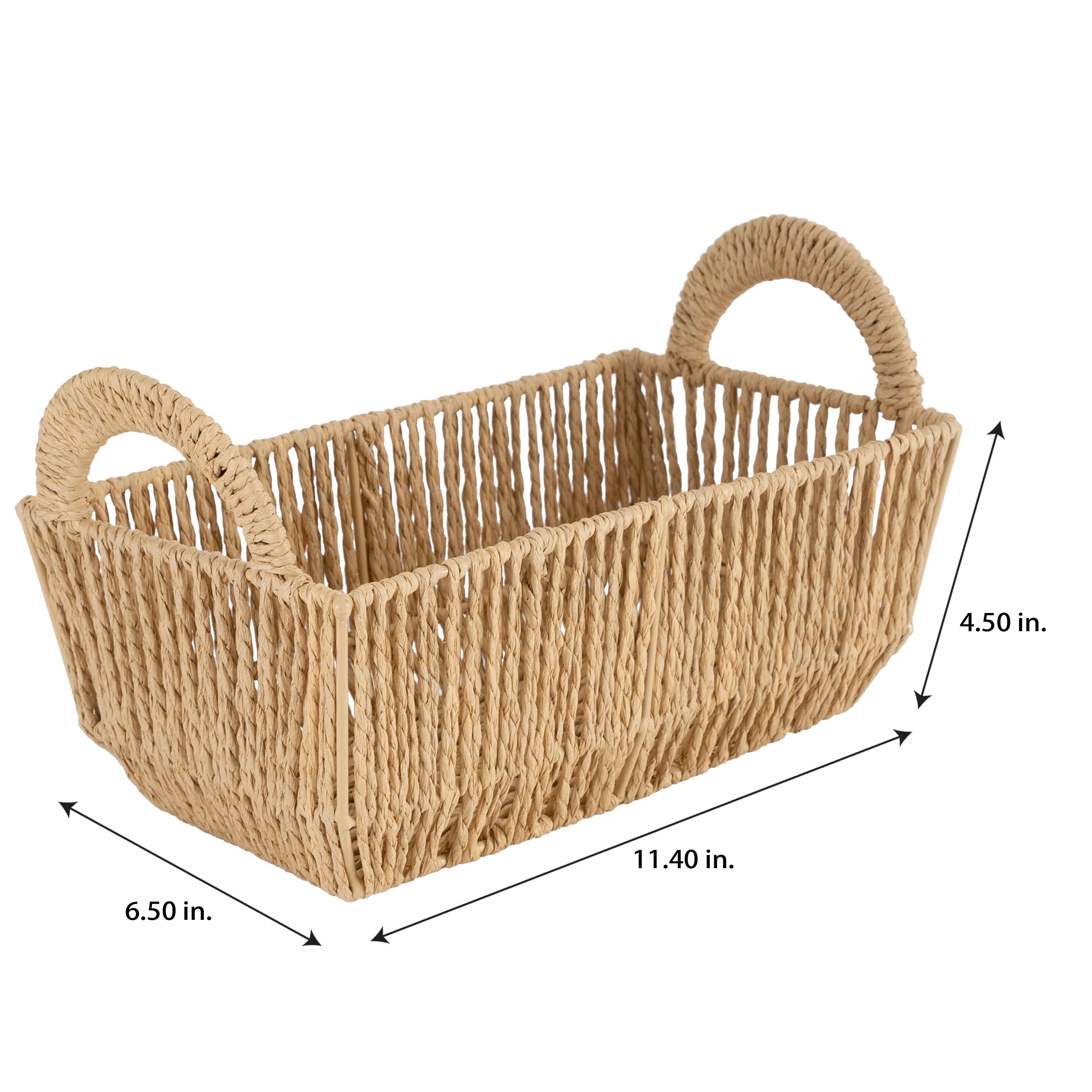 Simplify Vertical Weave Storage Basket with Round Handles