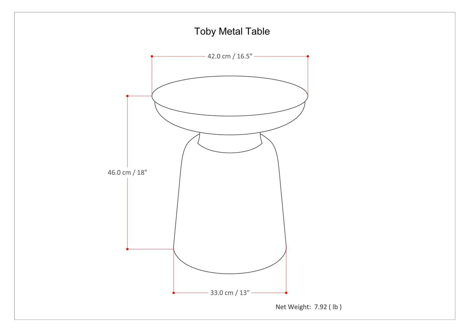 Solsticea Metal Accent Table with Round Top Design