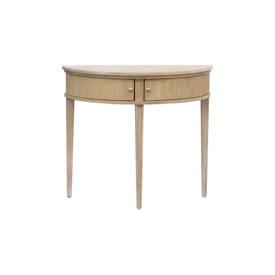 Demilune Console Table with Drawers and Bronze Knobs