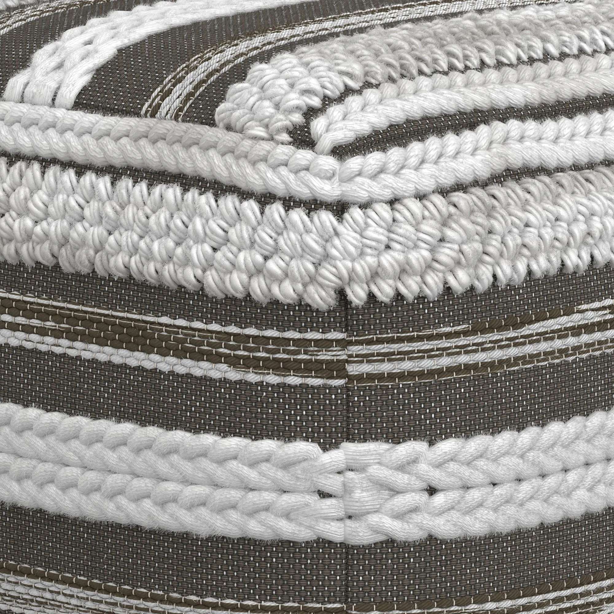 Zenarique Handcrafted Cotton Woven Pinstripe Pouf