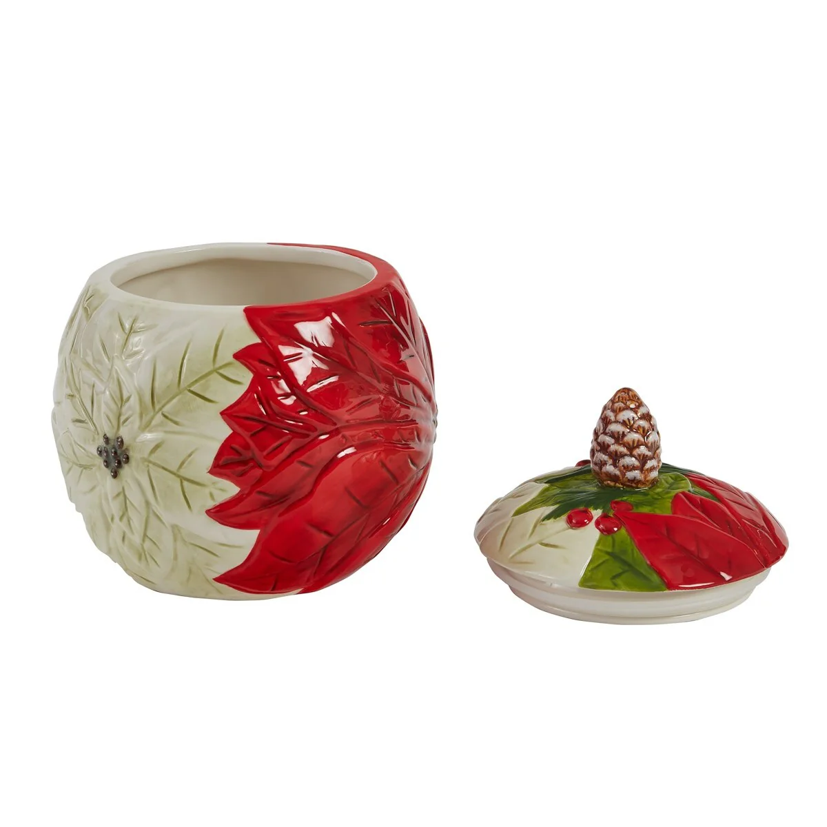 Park Designs Poinsettia Pine Cookie Jar - 9.25