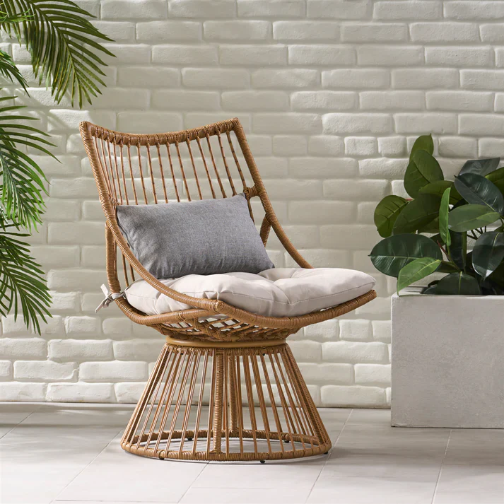 Strontianite Outdoor Rattan Chair with High Back Design
