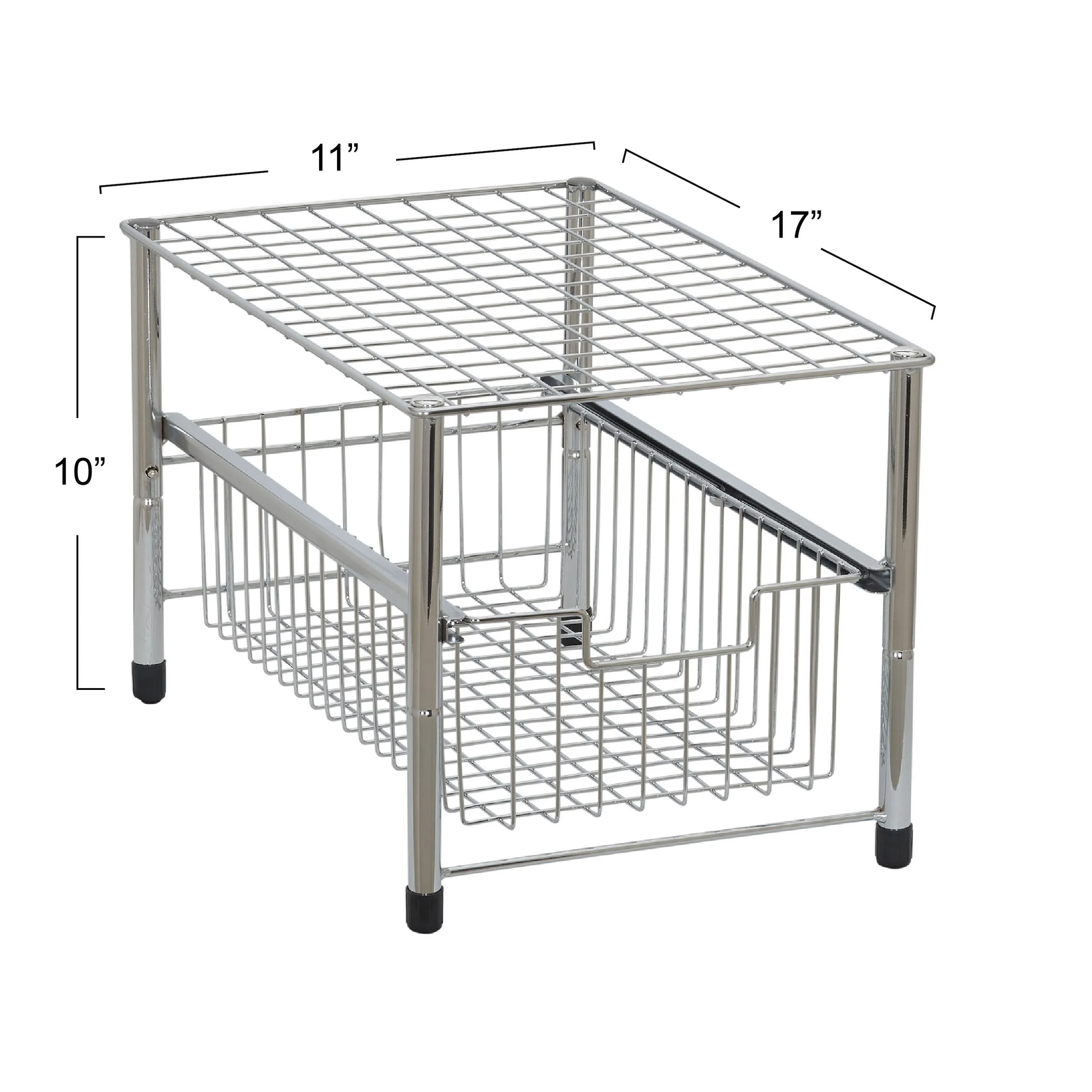 Household Essentials Silver Free Standing Pull Out Cabinet Organizer Shelf