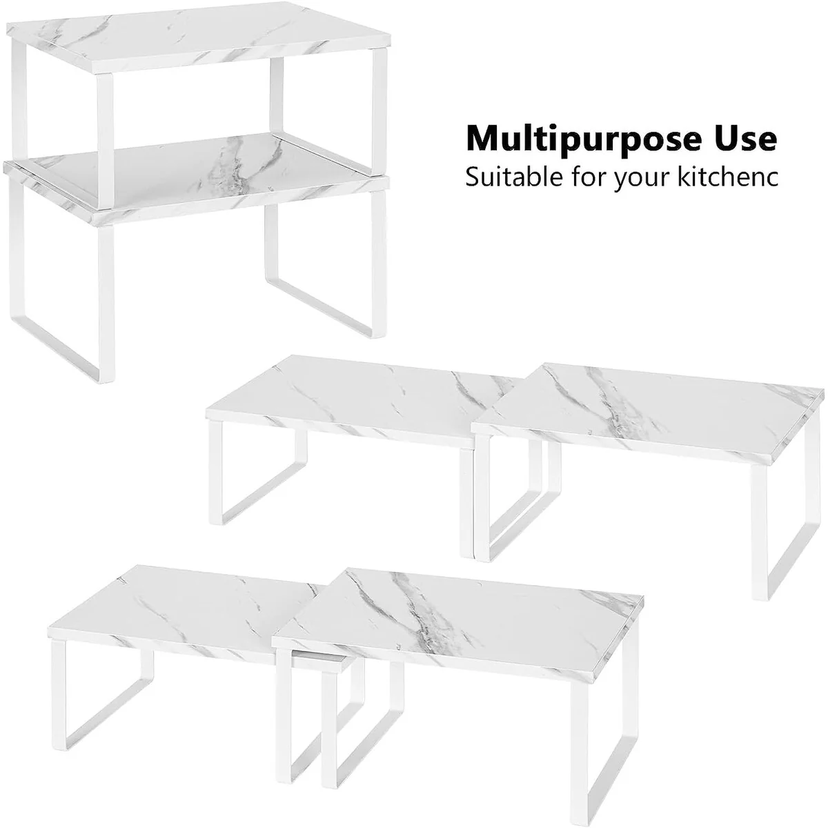 Stackable Kitchen Cabinet Shelves Organizer