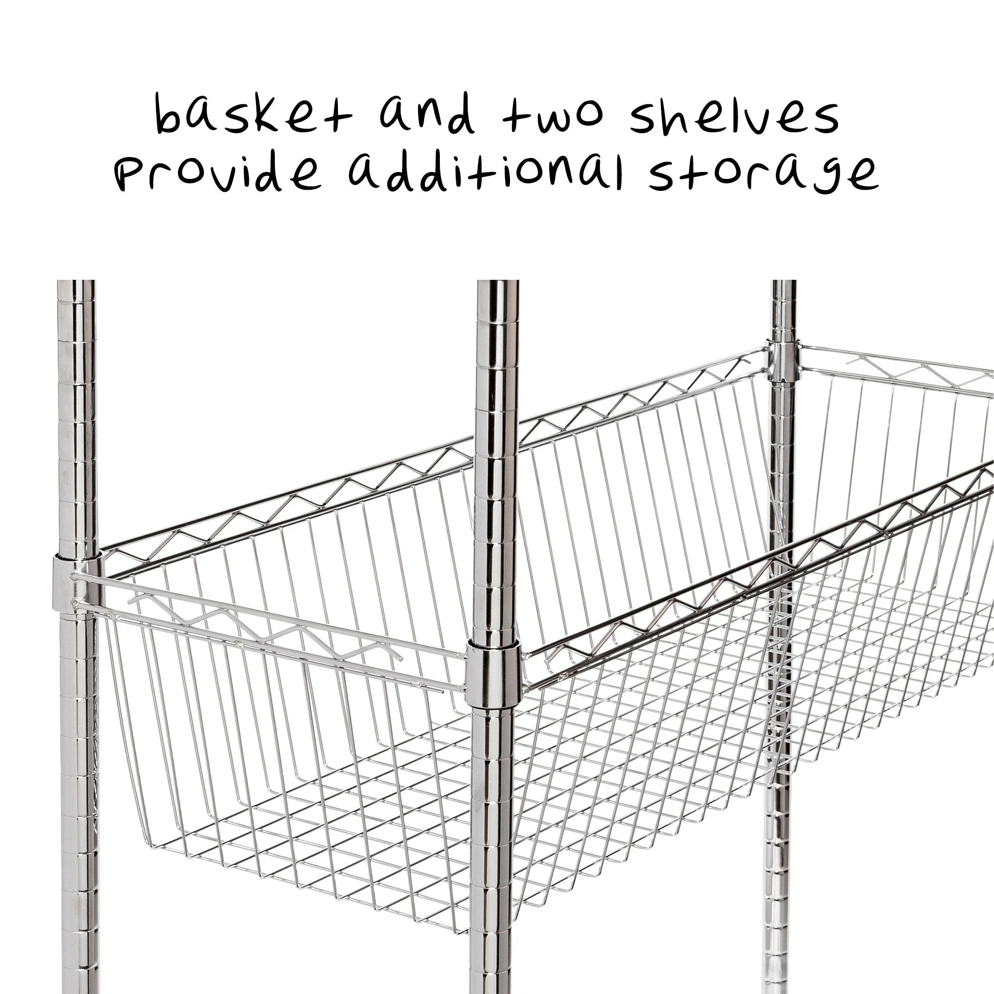Honey-Can-Do Chrome Steel Rolling Laundry Clothes Rack with Shelves