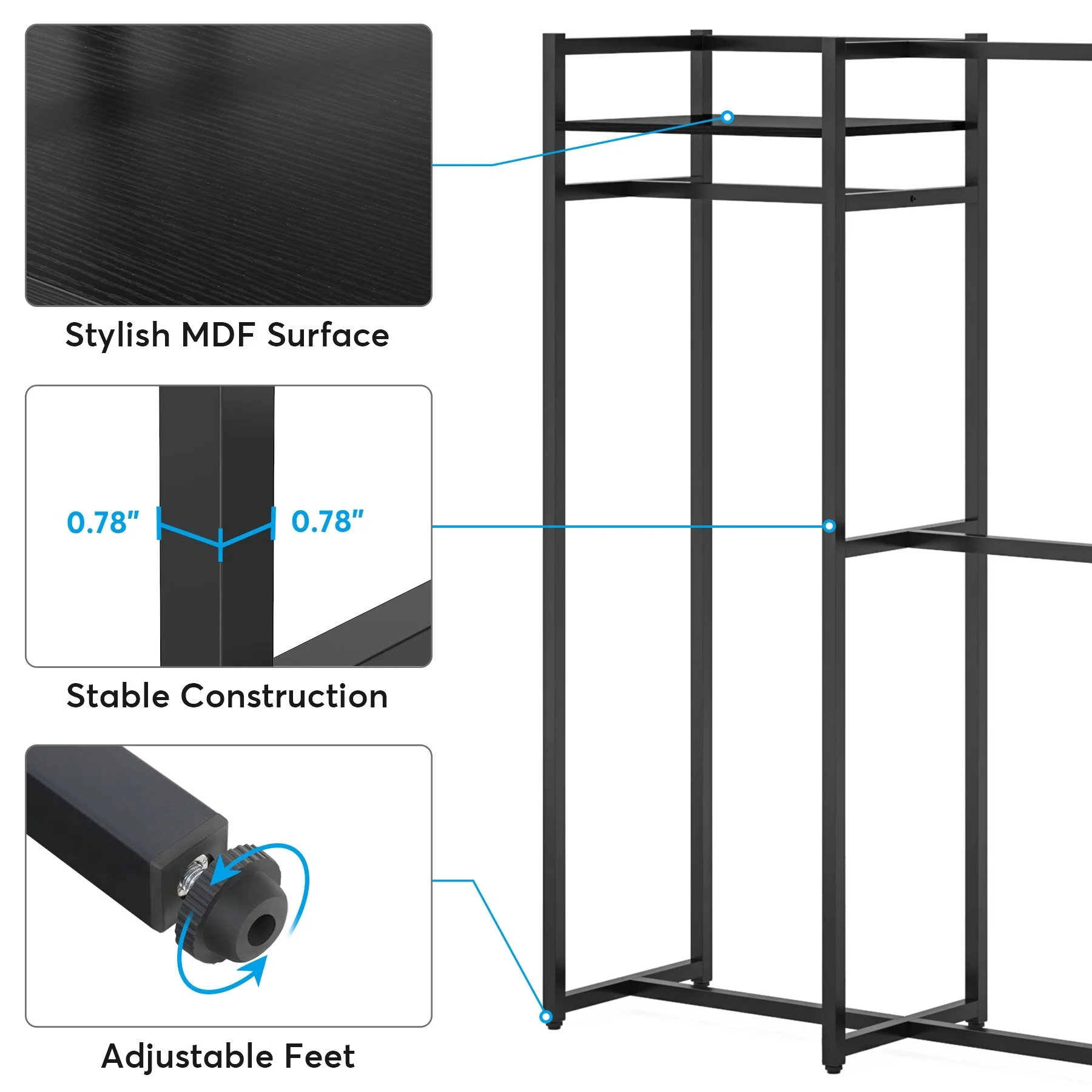 Garment Rack Heavy Duty Clothes Rack Free Standing Closet Organizer with Shelves and 4 hanging Rods - 18