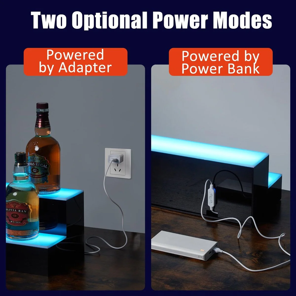 LED Light-Up Wine Bottle Display Rack, Wall-Mounted Acrylic