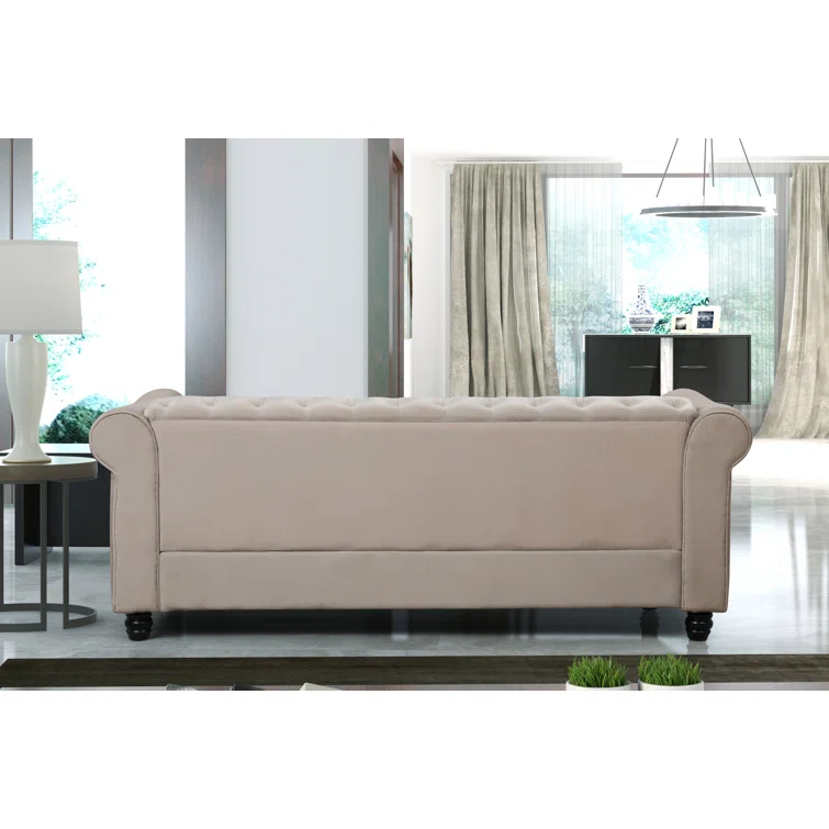 Neillsville 81" Linen Rolled Arm Chesterfield Sofa