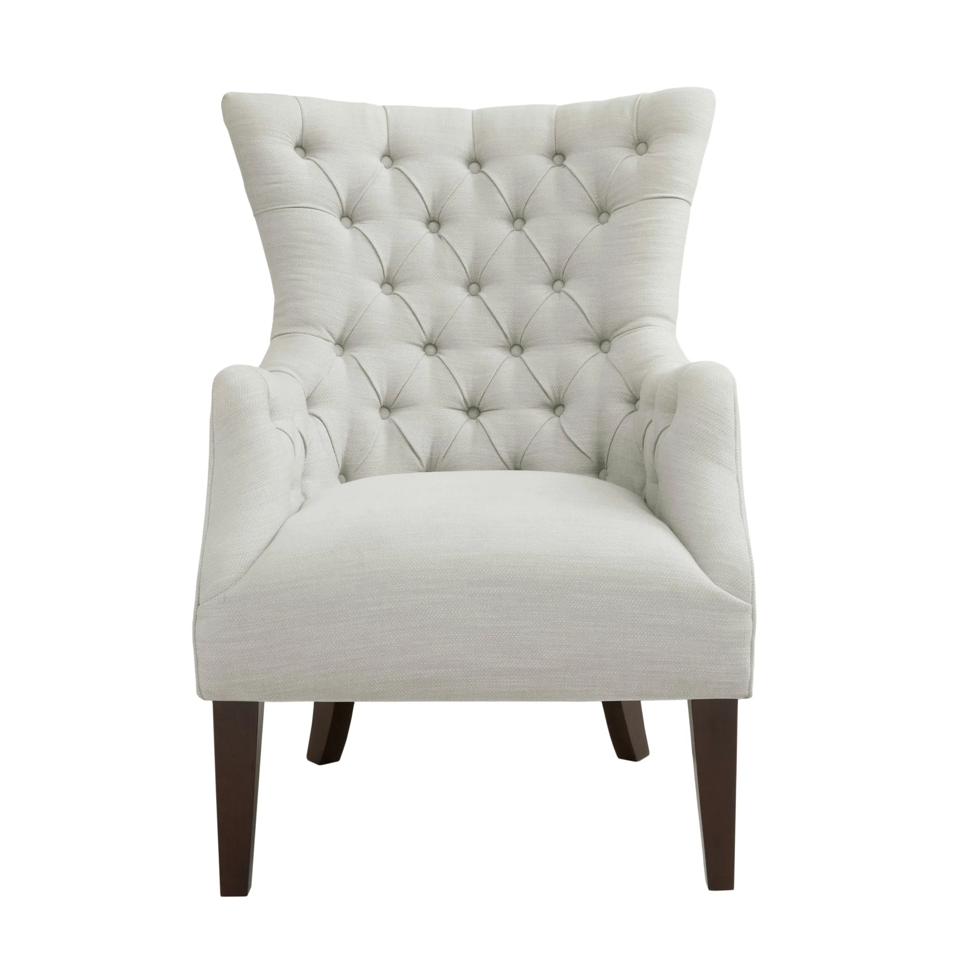 Button Tufted Upholstered Wing Chair with Solid Wood Frame