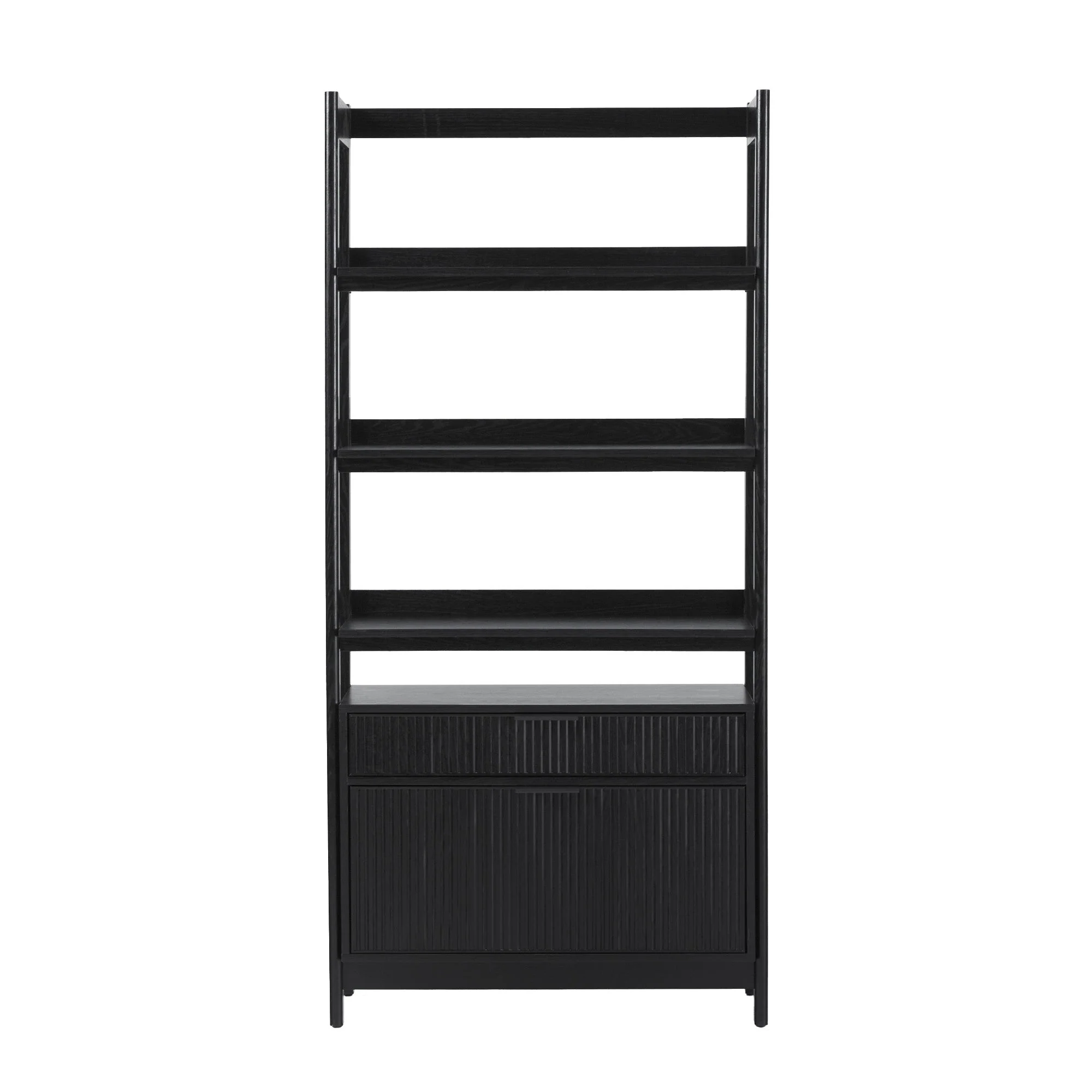 Thrived Fluted Bookcase with 2 Drawers and 4 Open Shelves