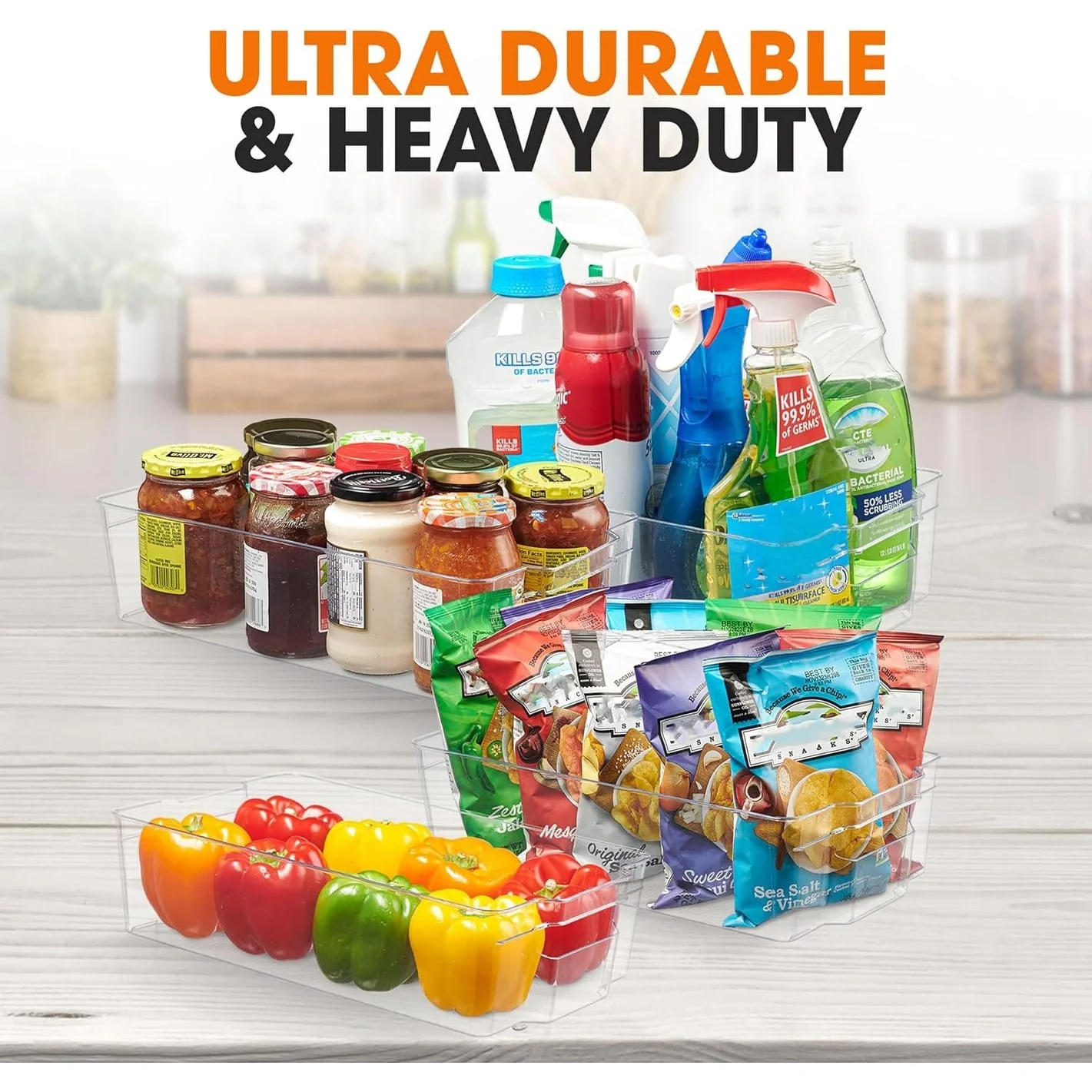 Cheer Collection Clear Refrigerator Organizer Bins