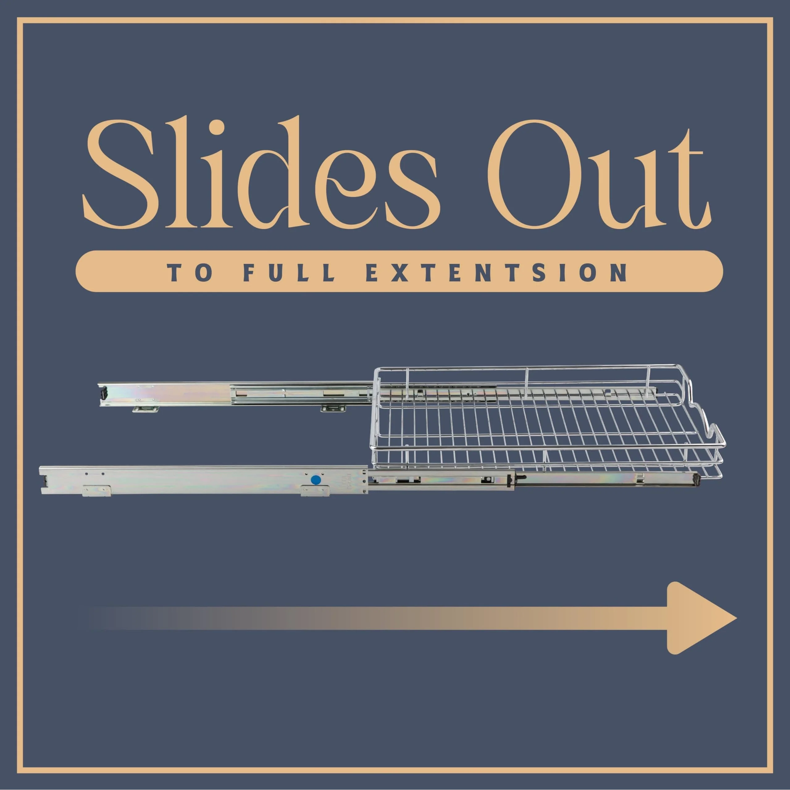 Pull Out Cabinet Drawer Organizer, Heavy Duty- Steel Metal- Chrome Finish