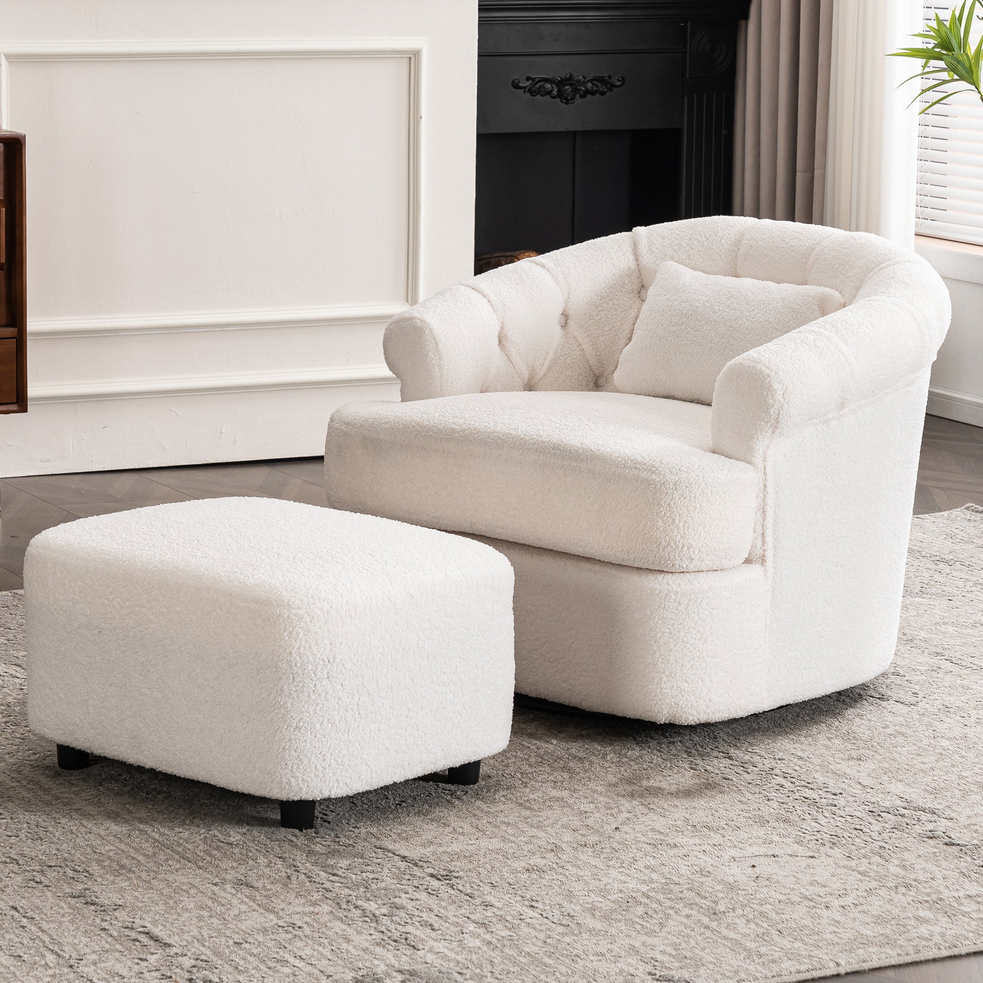 Swivel Barrel Chair with Ottoman