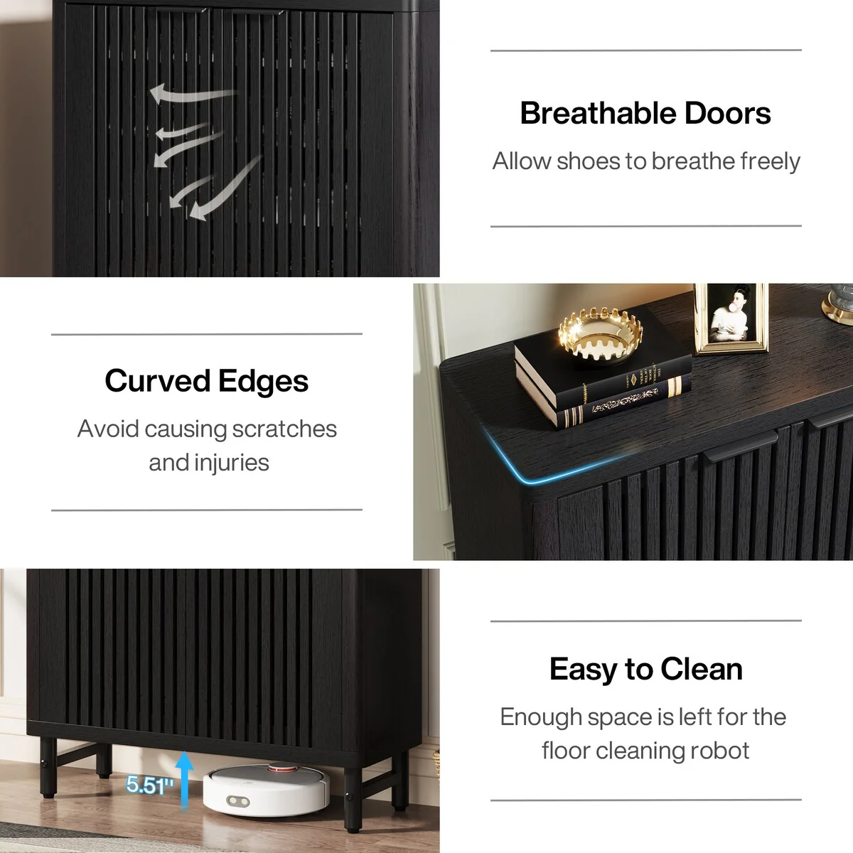 Large Modern Shoe Storage Cabinet with Adjustable Shelves