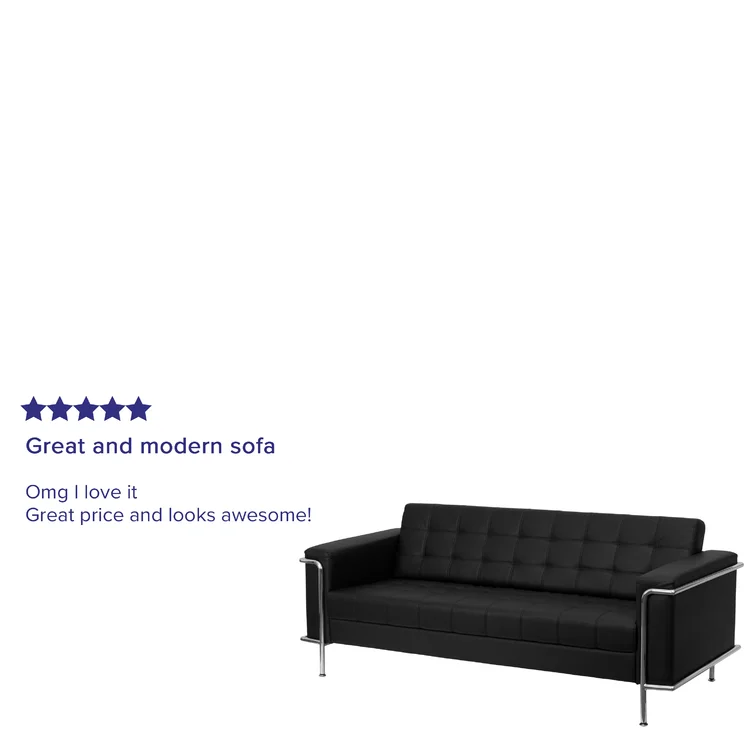 HERCULES Lesley Series Contemporary LeatherSoft Double Stitch Detail Sofa with Encasing Frame