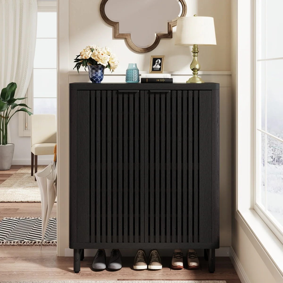 Large Modern Shoe Storage Cabinet with Adjustable Shelves