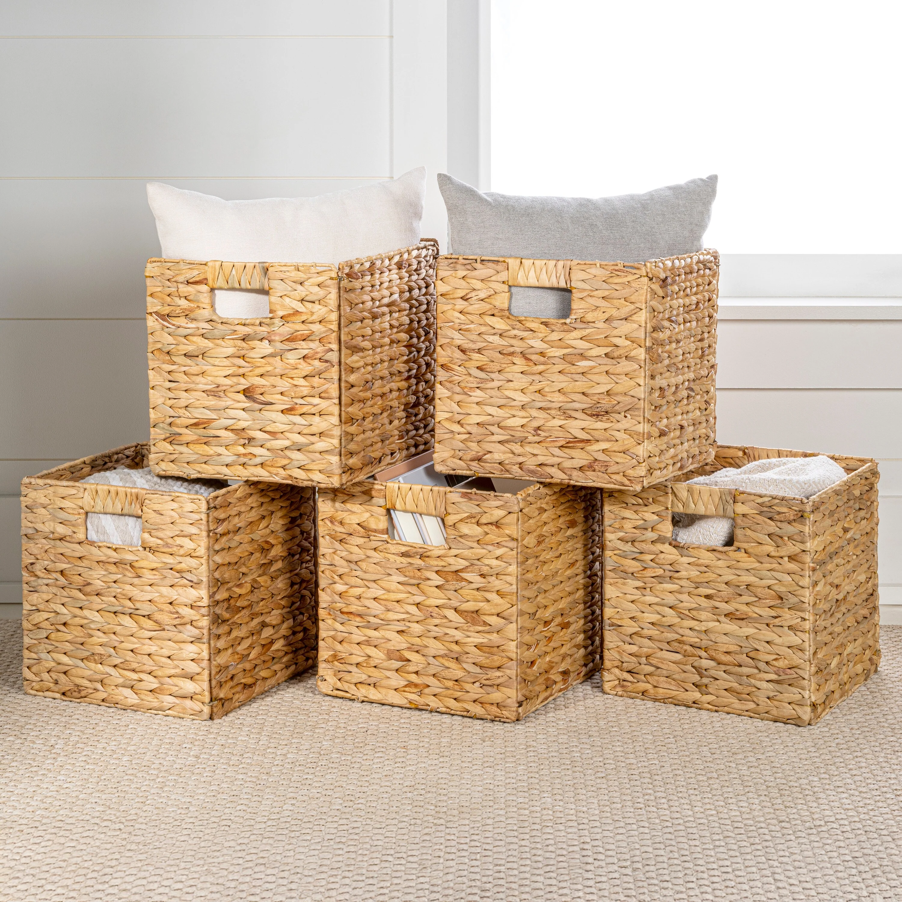 Collapsible Storage Cube Basket with Handles (Set of 5)