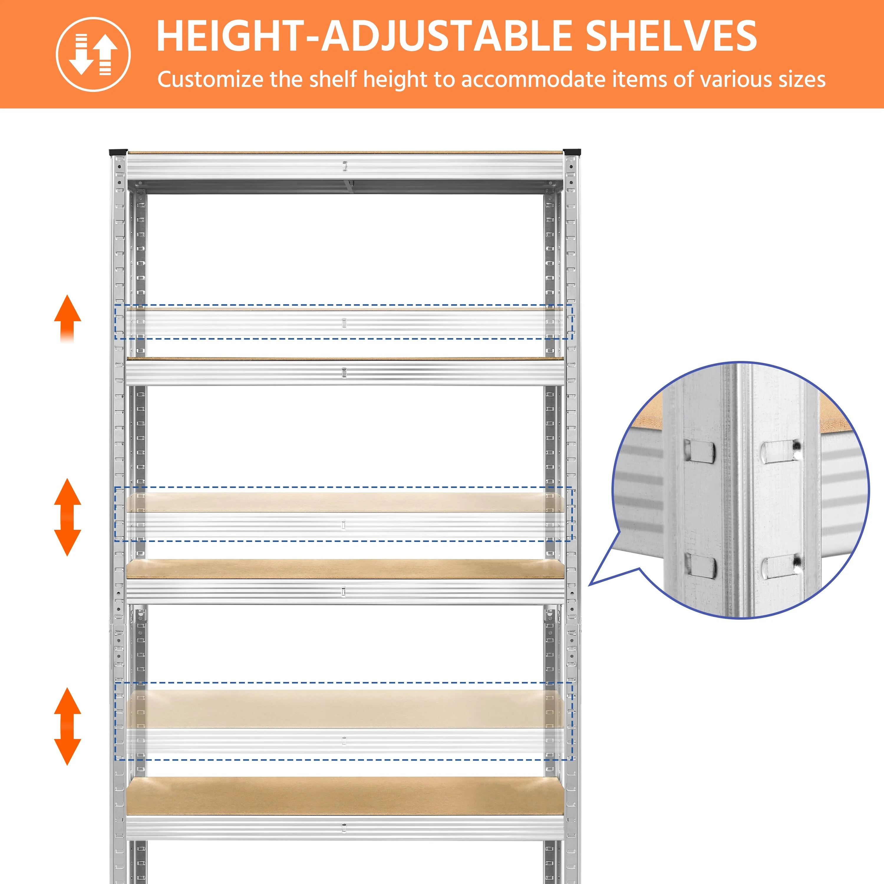 Yaheetech Adjustable 5-Tier Shelf Metal Storage Rack for Home/Office/Garage - 35.5″ L × 12″ W × 71″ H