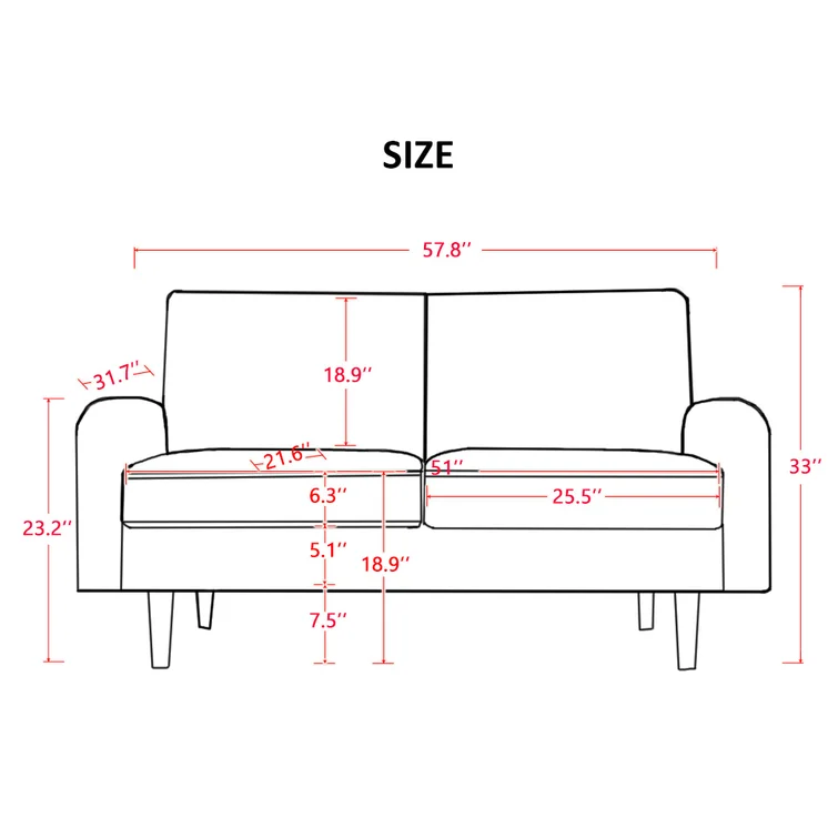 Mercer41 Hessville Sofa 57.8" Velvet Round Arm Apartment Loveseat