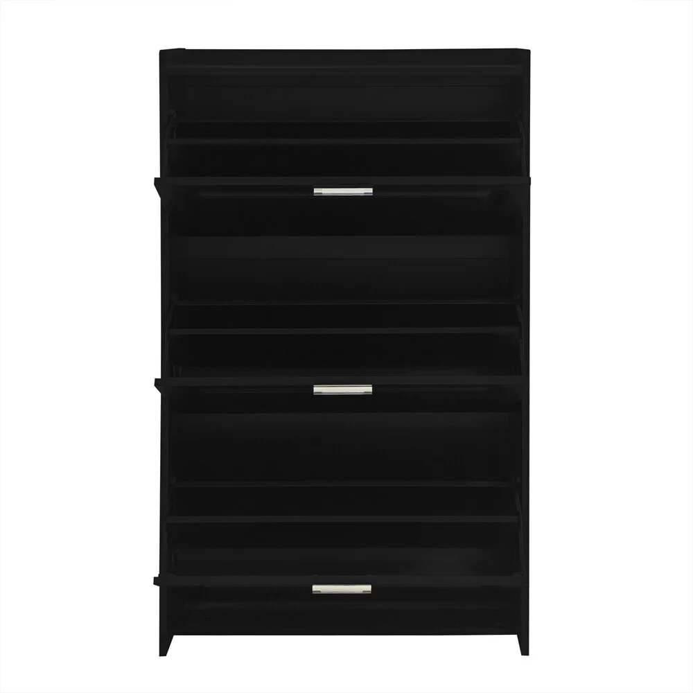 Free Standing Wood Shoe Storage Cabinet with 3 Flip Drawers