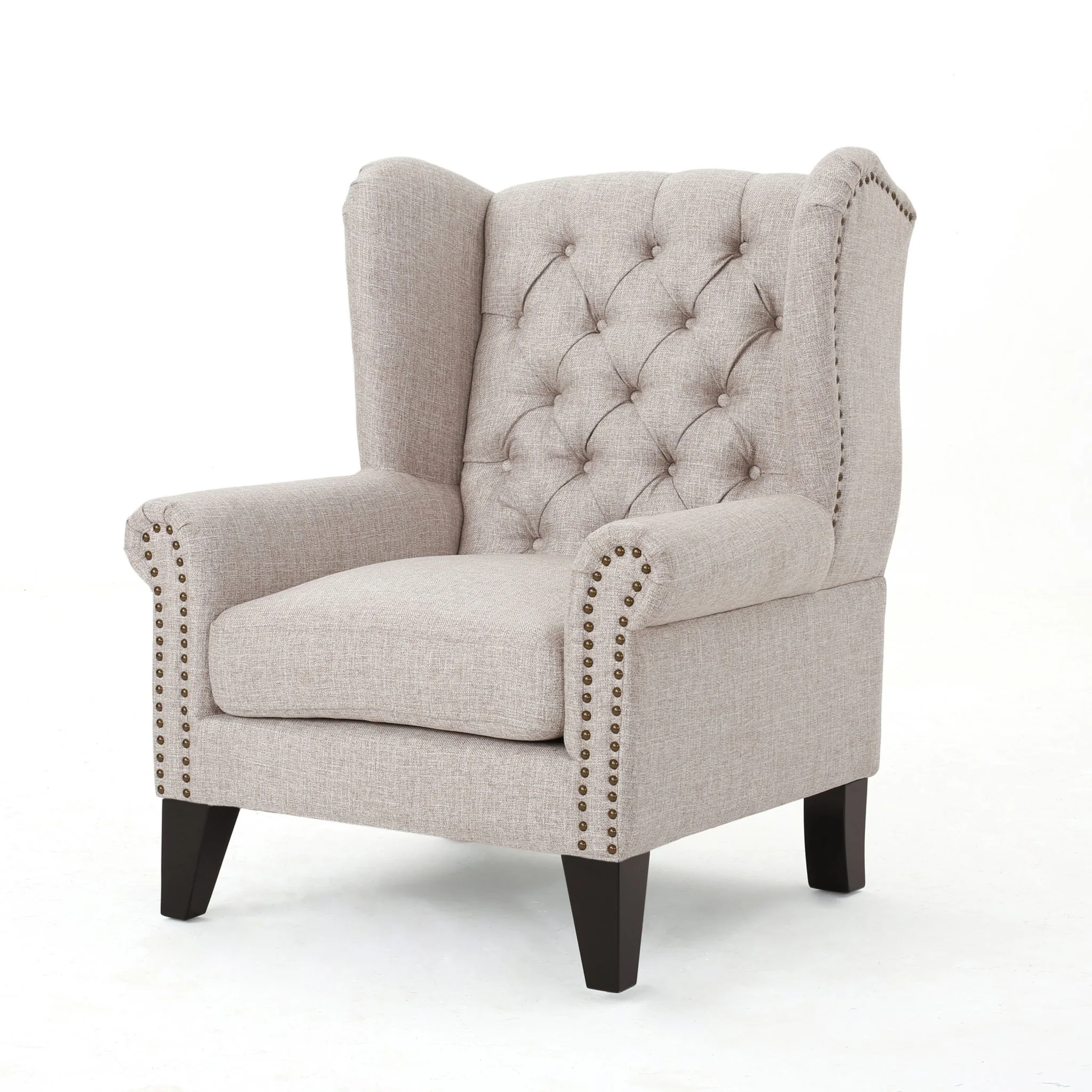 Cerebral Upholstered Wingback Chair with Diamond Tufting and Nailhead Trim