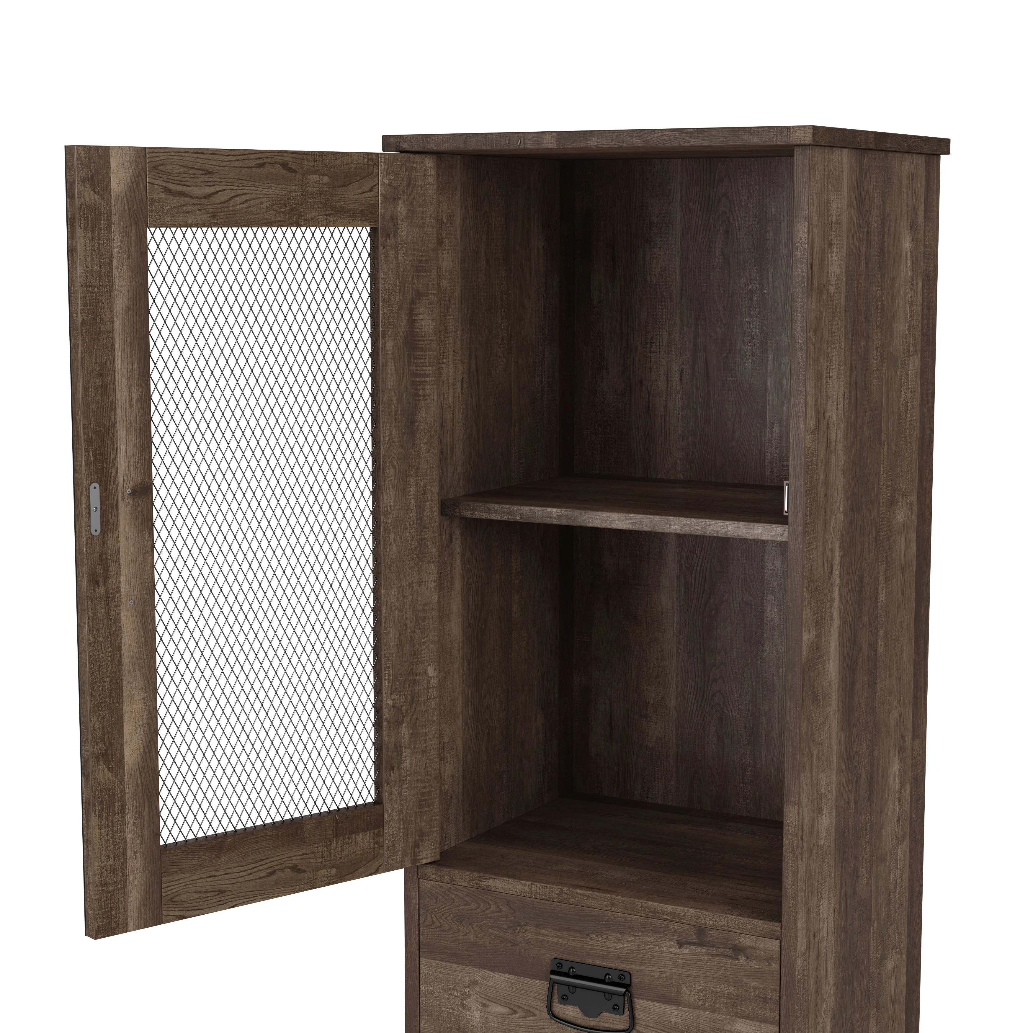 DH BASIC Industrial 3-shelf Tower Cabinet with Wine Bottle Storage by Denhour