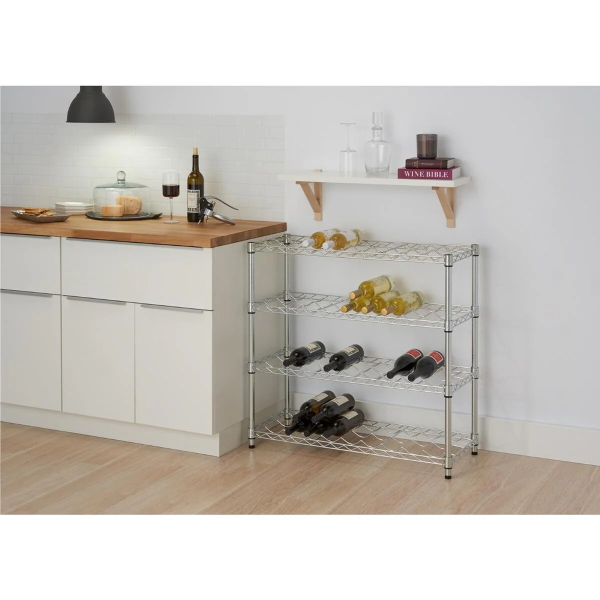 TRINITY EcoStorage® 4-Tier 36x14x34.5 Commercial Wine Rack, NSF, Chrome