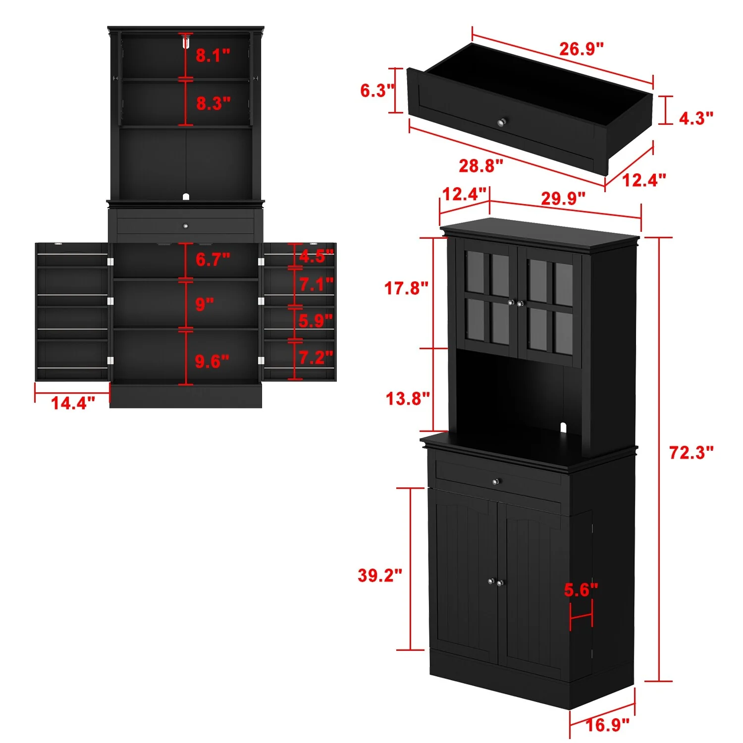 Freestanding Kitchen Pantry, Kitchen Cupboard Storage Cabinets