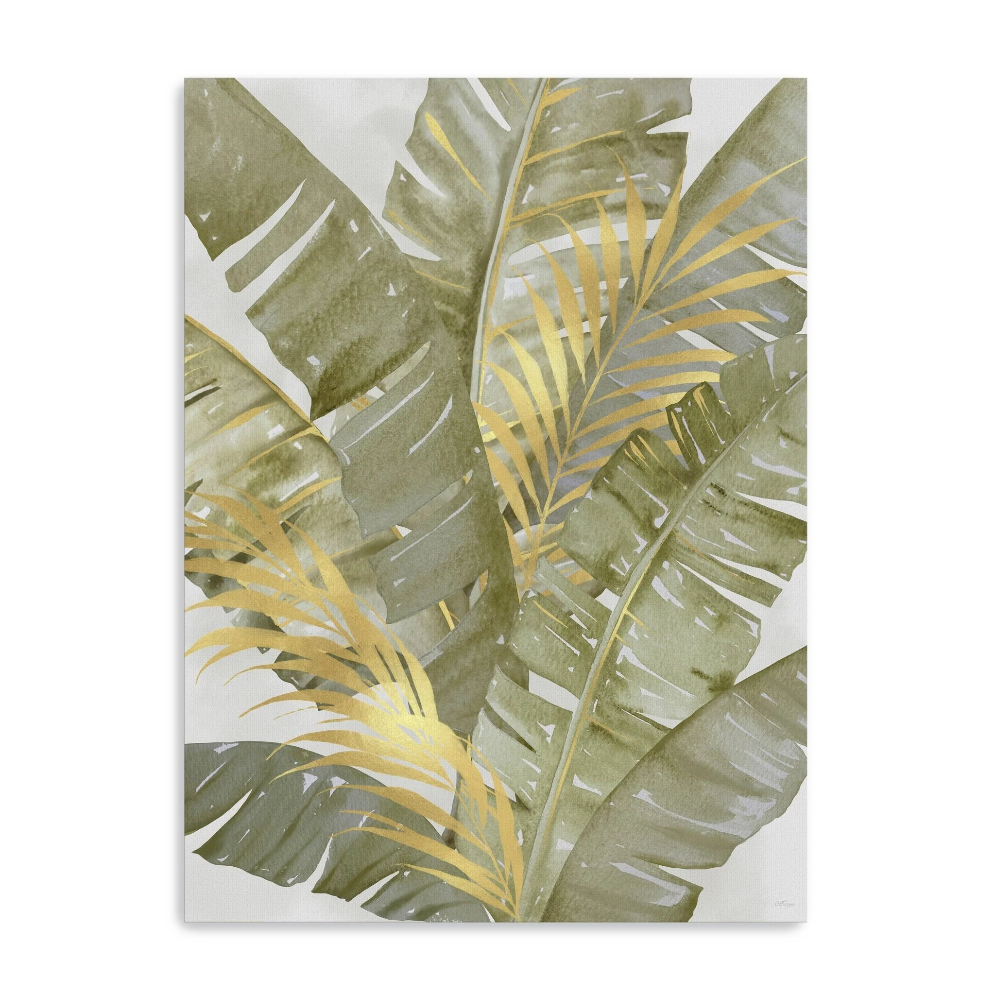 Touch Of Gold Banana Leaves II Canvas Giclee Wall Art