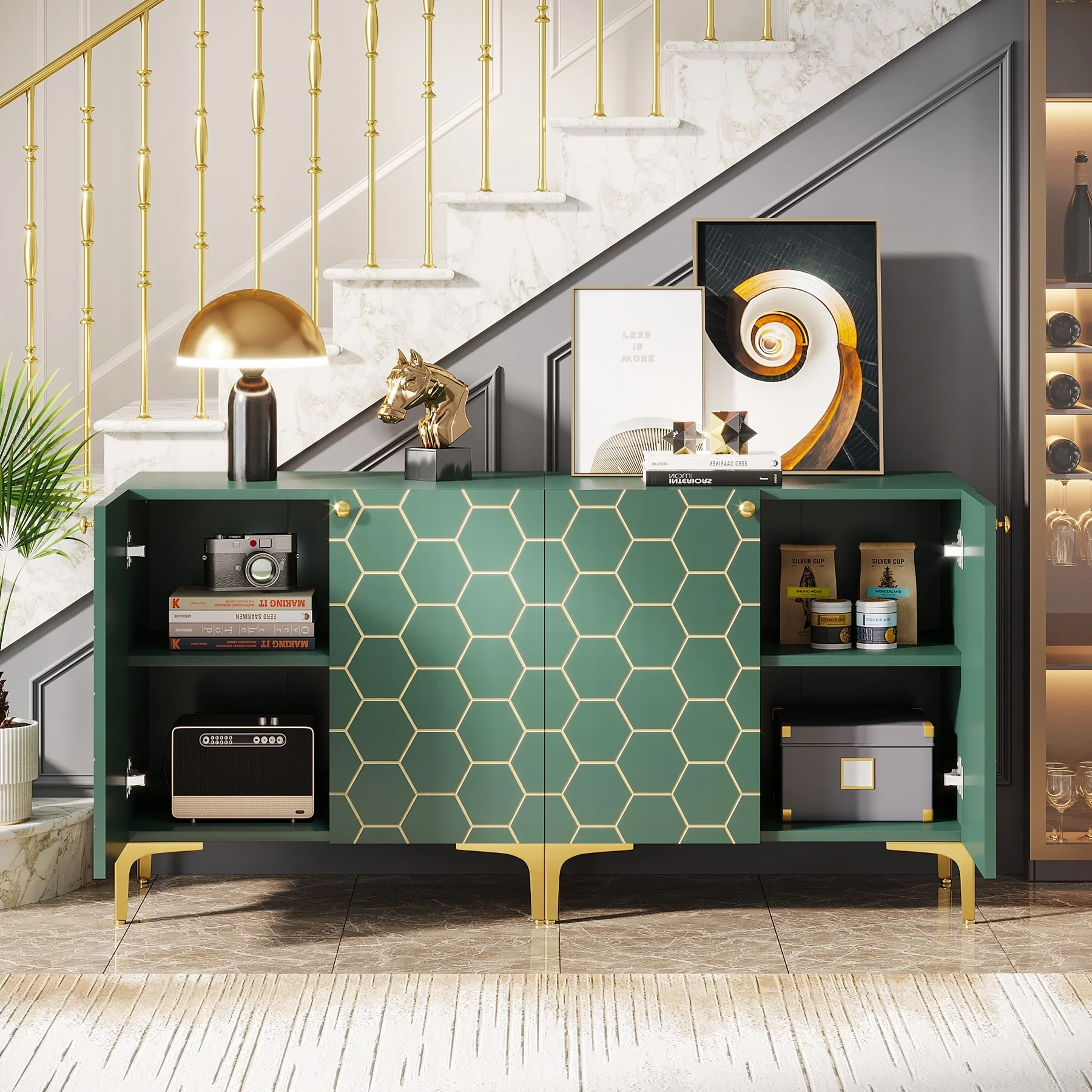 31.5'' Modern Accent Storage Cabinet for Living Room Kitchen (Set of 2 )