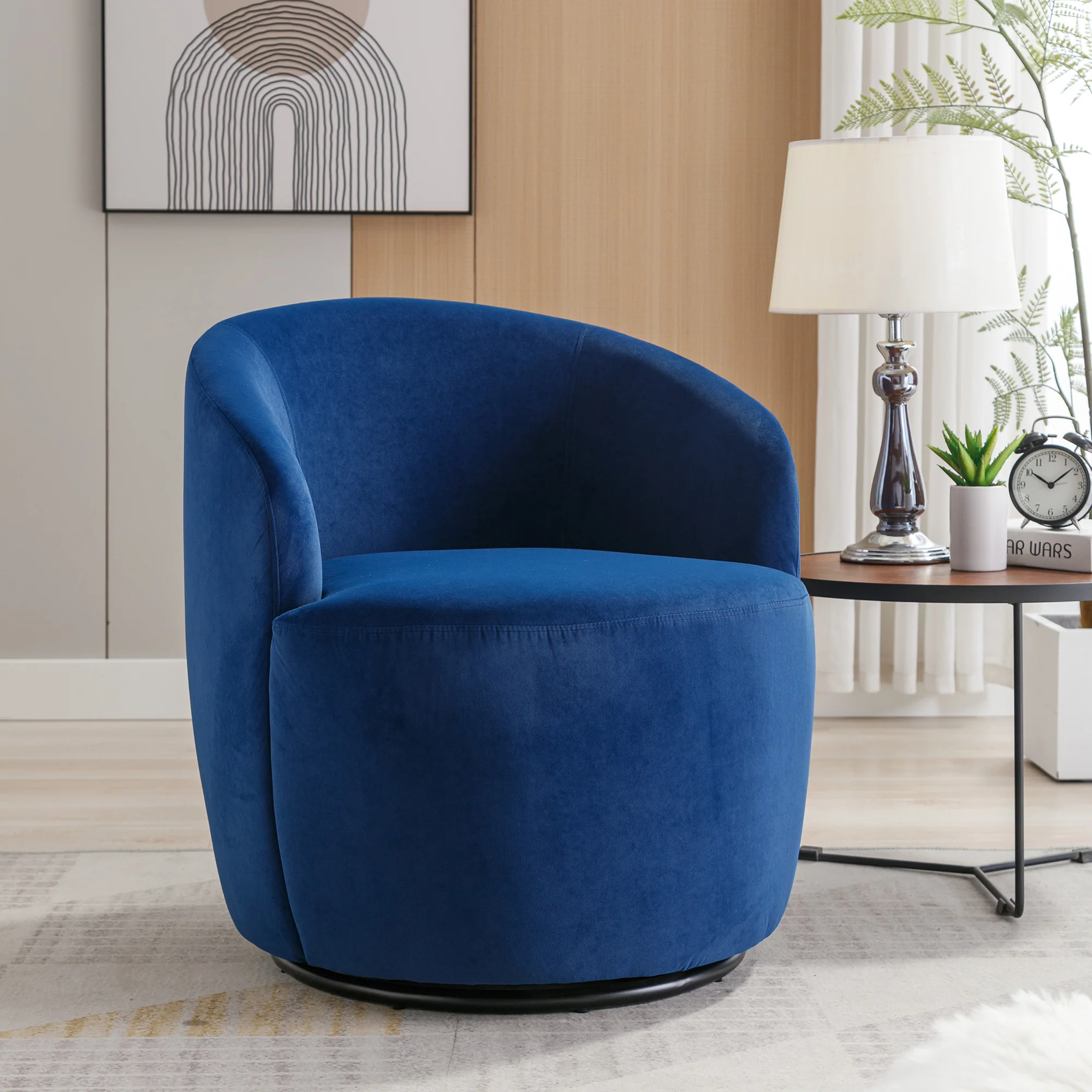 Assortment Upholstered Swivel Barrel Chair with Metal Base
