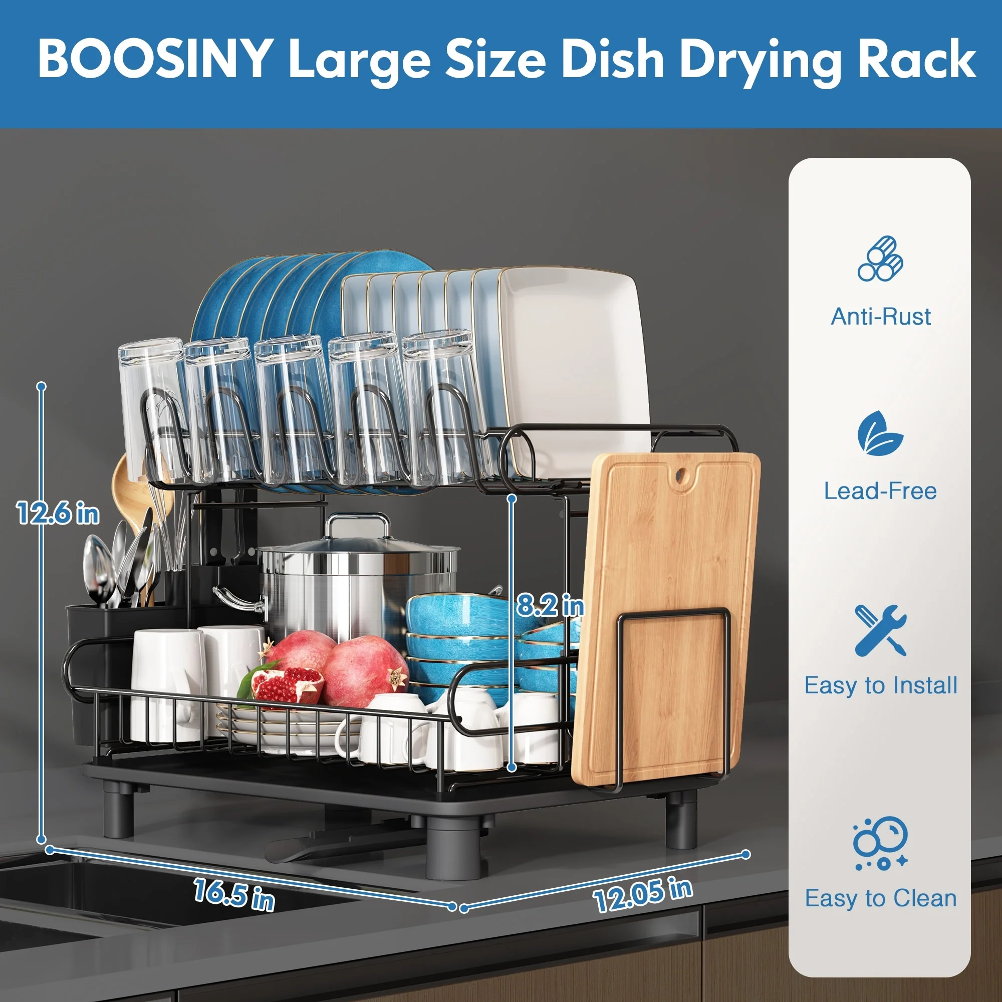 JASIWAY 2 Tier Kitchen Stainless Steel Dish Rack