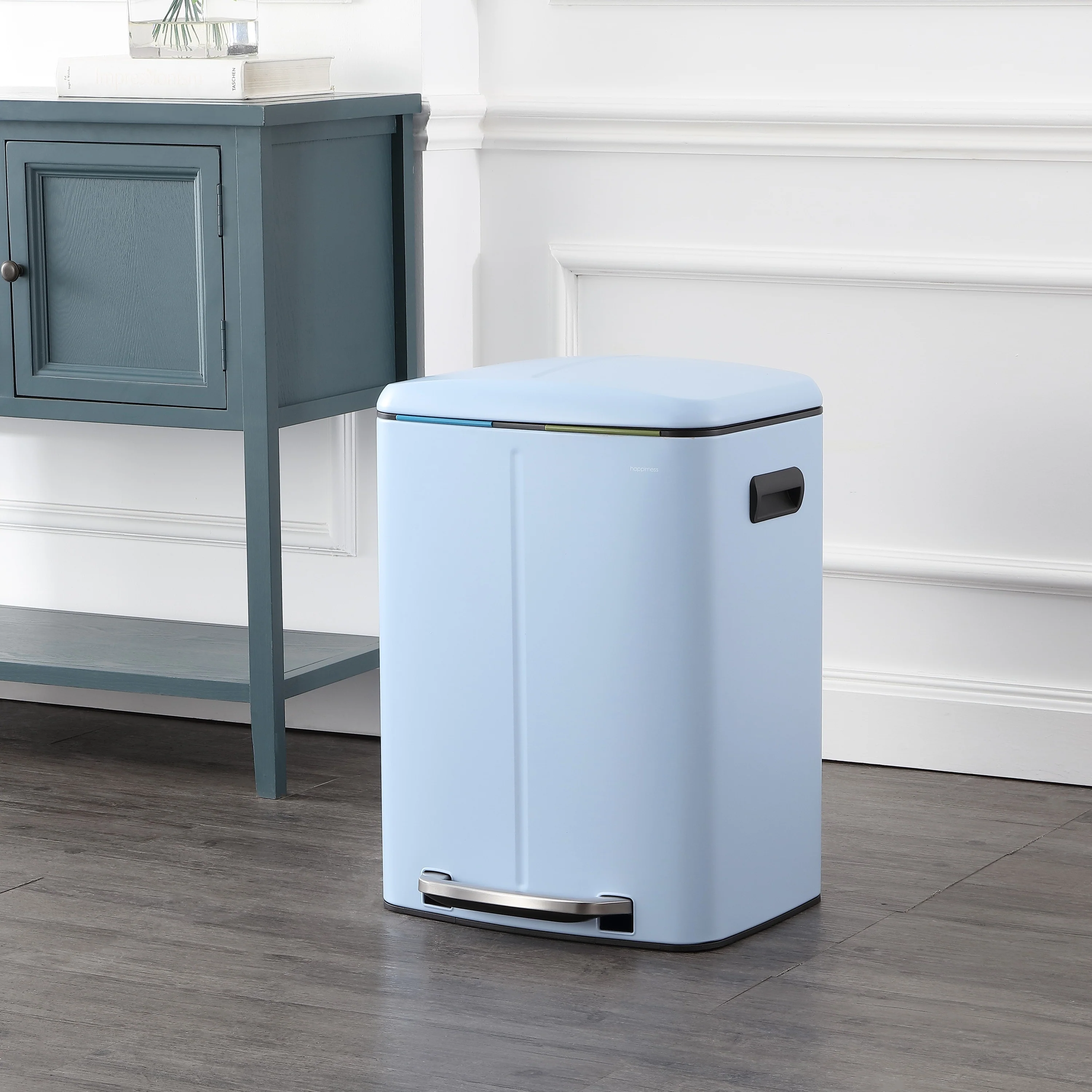 happimess 10.6-Gallon Double Bucket Trash Can with Soft Close Lid