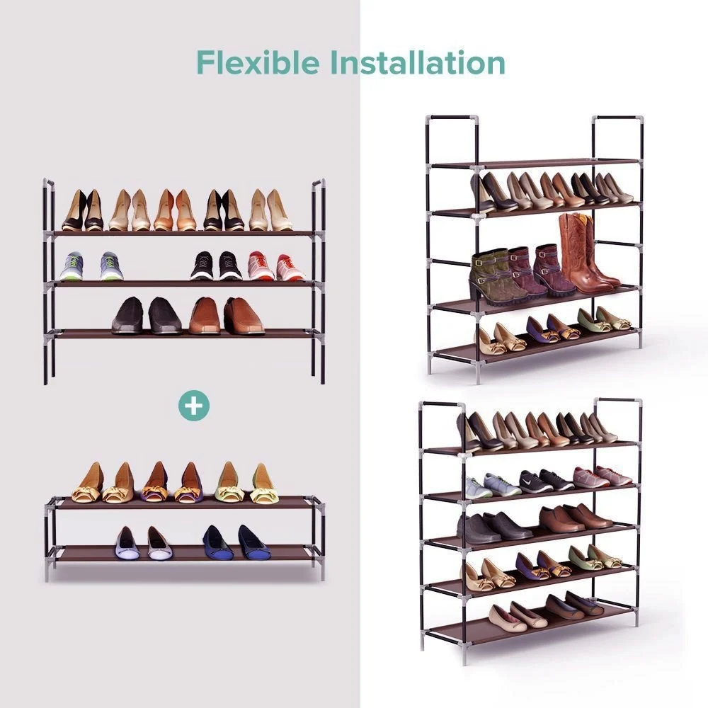 3/5/6/8/9/10-tier Extra-wide Metal/Non-woven Fabric Shoe Rack