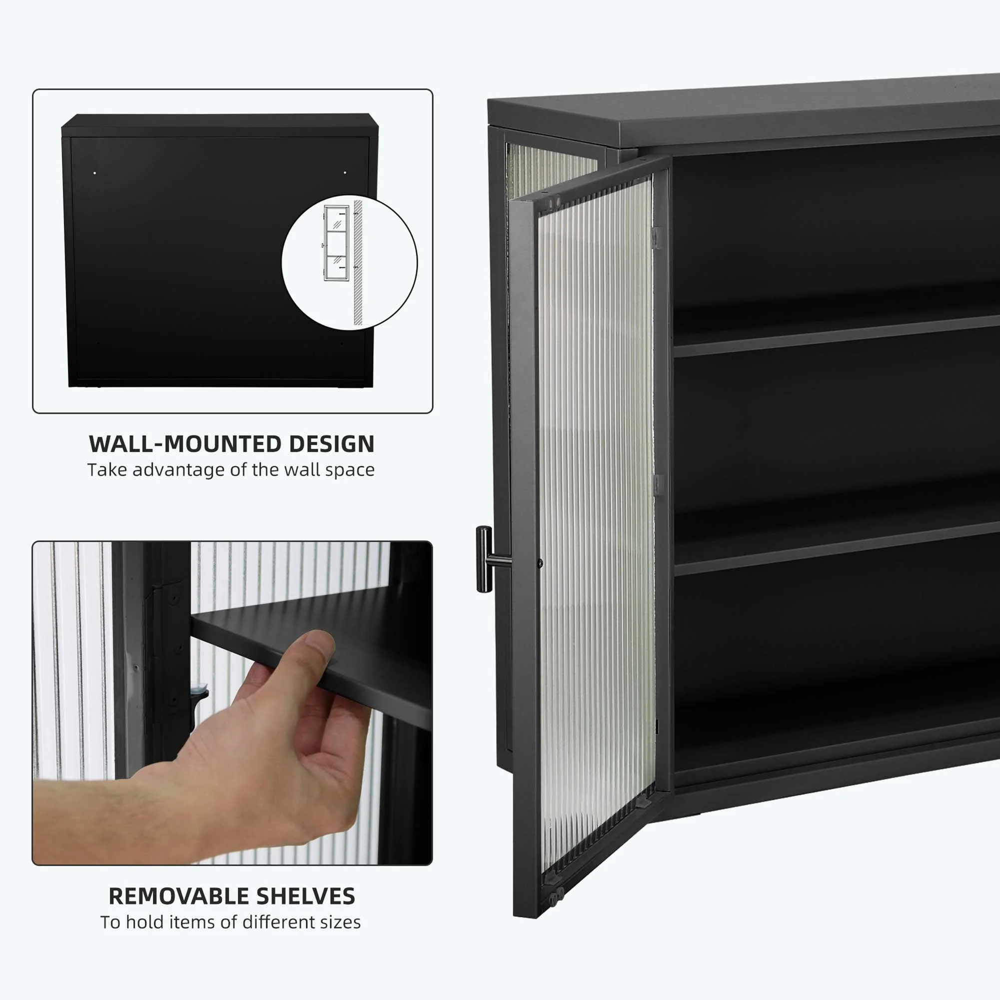Retro Style Glass Door Wall Cabinet