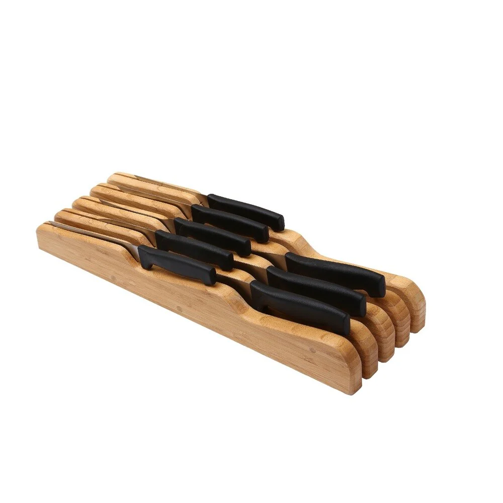 YBM Home & Kitchen Bamboo In-Drawer Knife Organizer and Holder - Brown