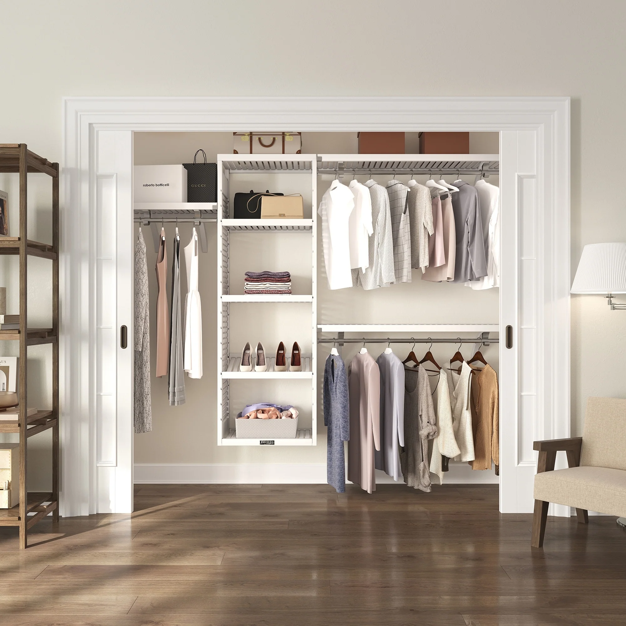 John Louis Home Solid Wood Walk-In Closet System White