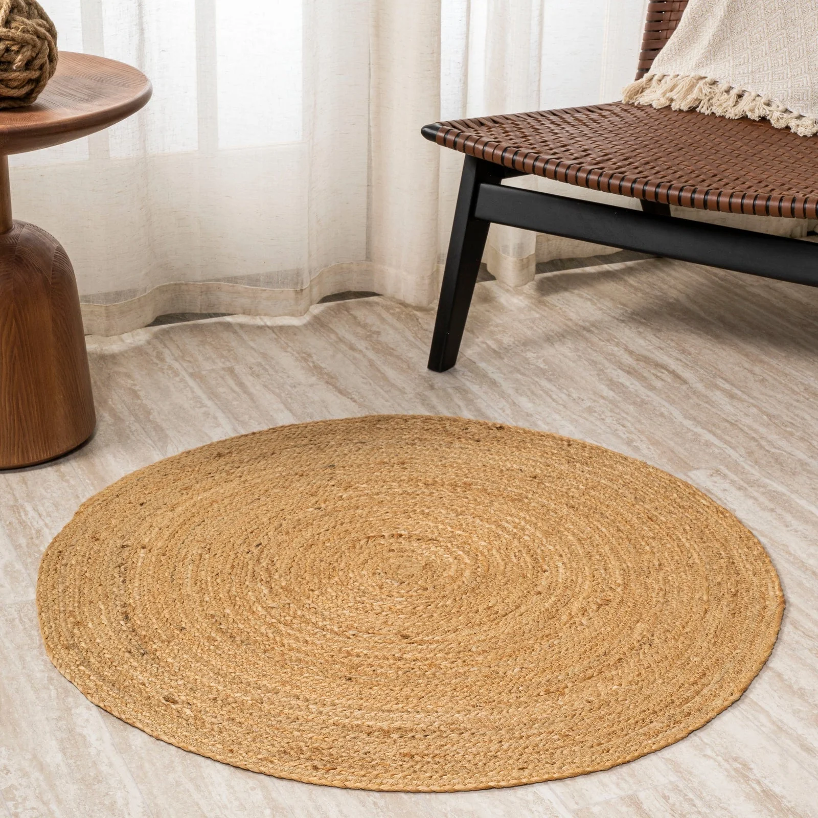 Soleil Natural Jute Braided Circle Natural Area Rug