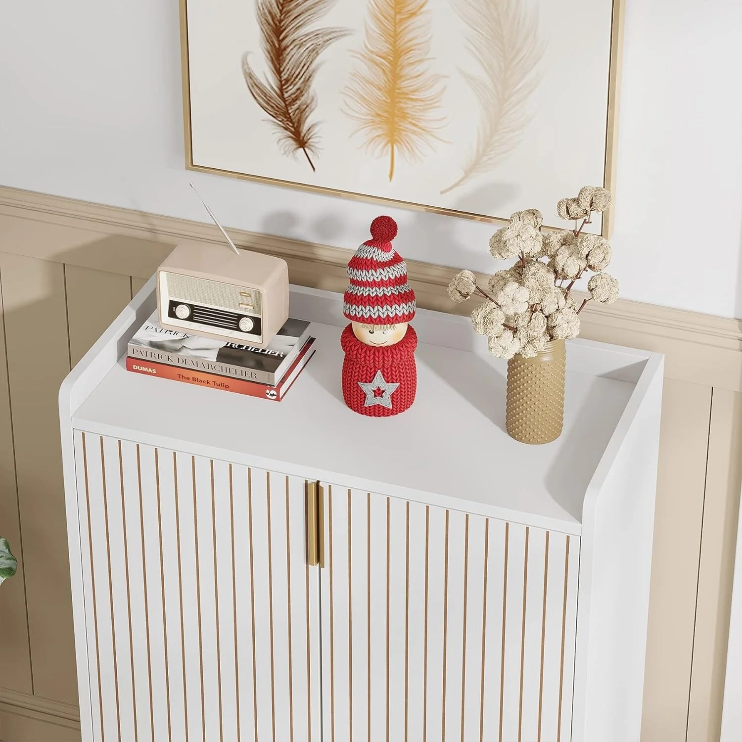 Sturdy 5-Tier Wood Shoe Cabinet with Doors for Entryway Hallway