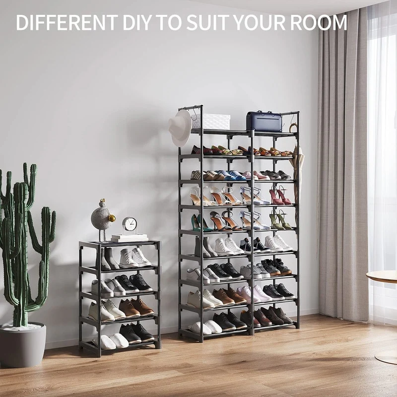 9 Tiers Black Large Shoe Rack - 11.75