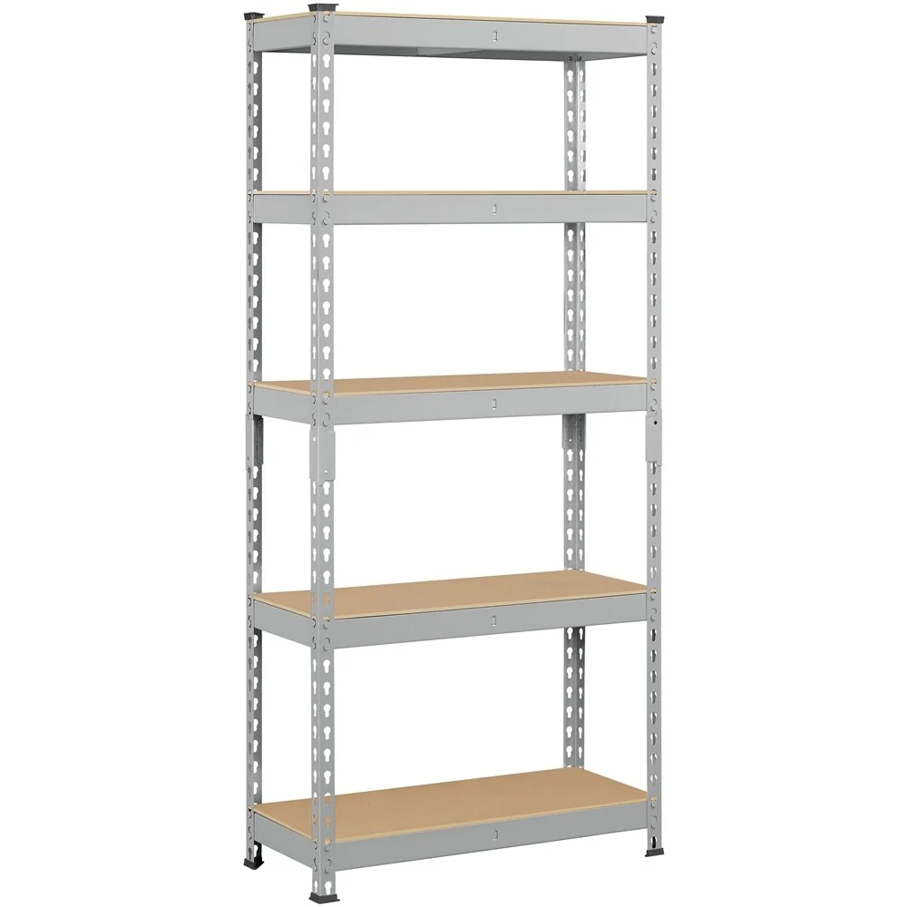 Yaheetech 5 Tiers Boltless Storage Shelf 330lb Capacity for Each Tier,Metal Frame MDF Wood Boards