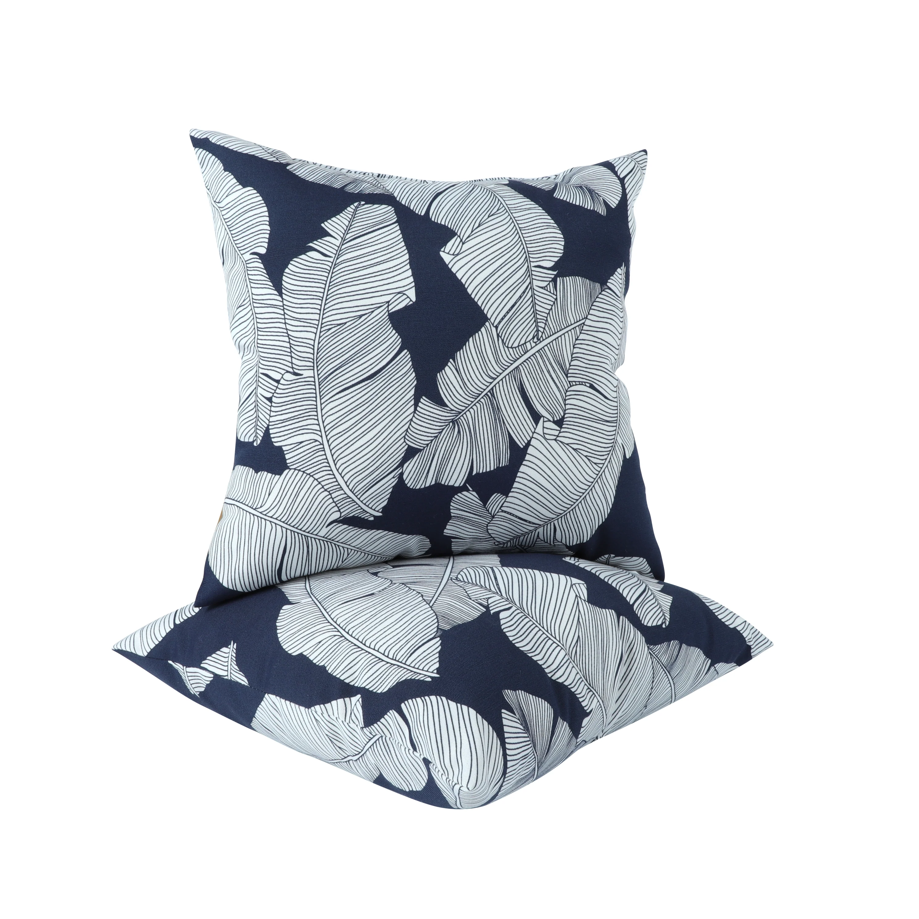 Navy & White Palm Outdoor Square Pillows, Set of 2