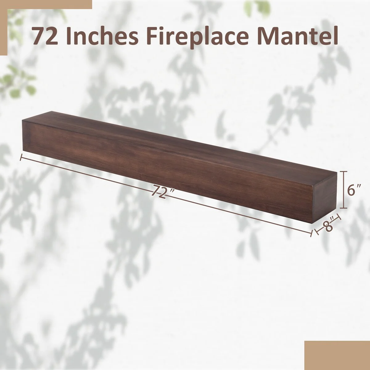 72'' Fireplace Mantel Wooden Wall Mounted Floating Shelf 8