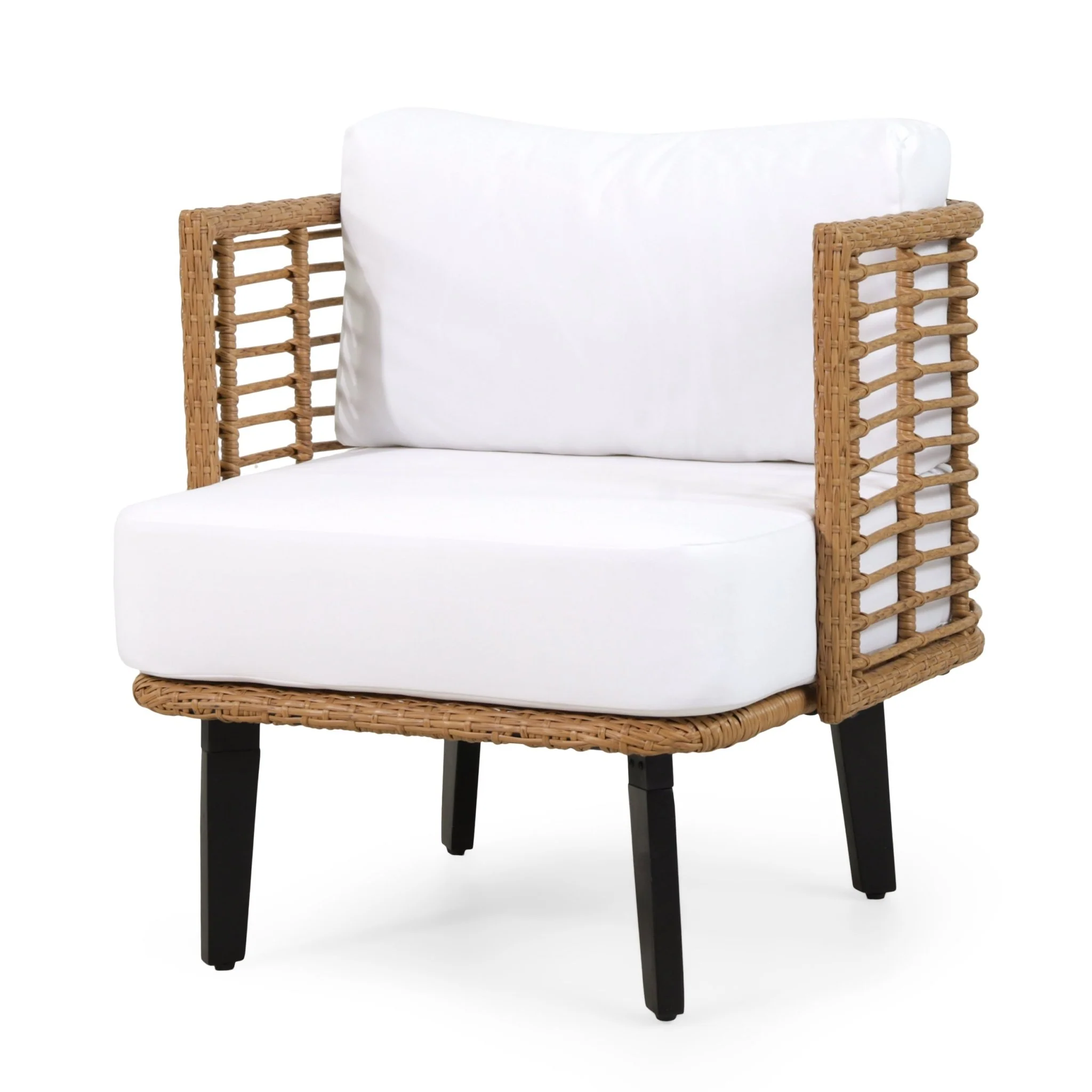 Outdoor Wicker Club Chair with Water-Resistant Cushion