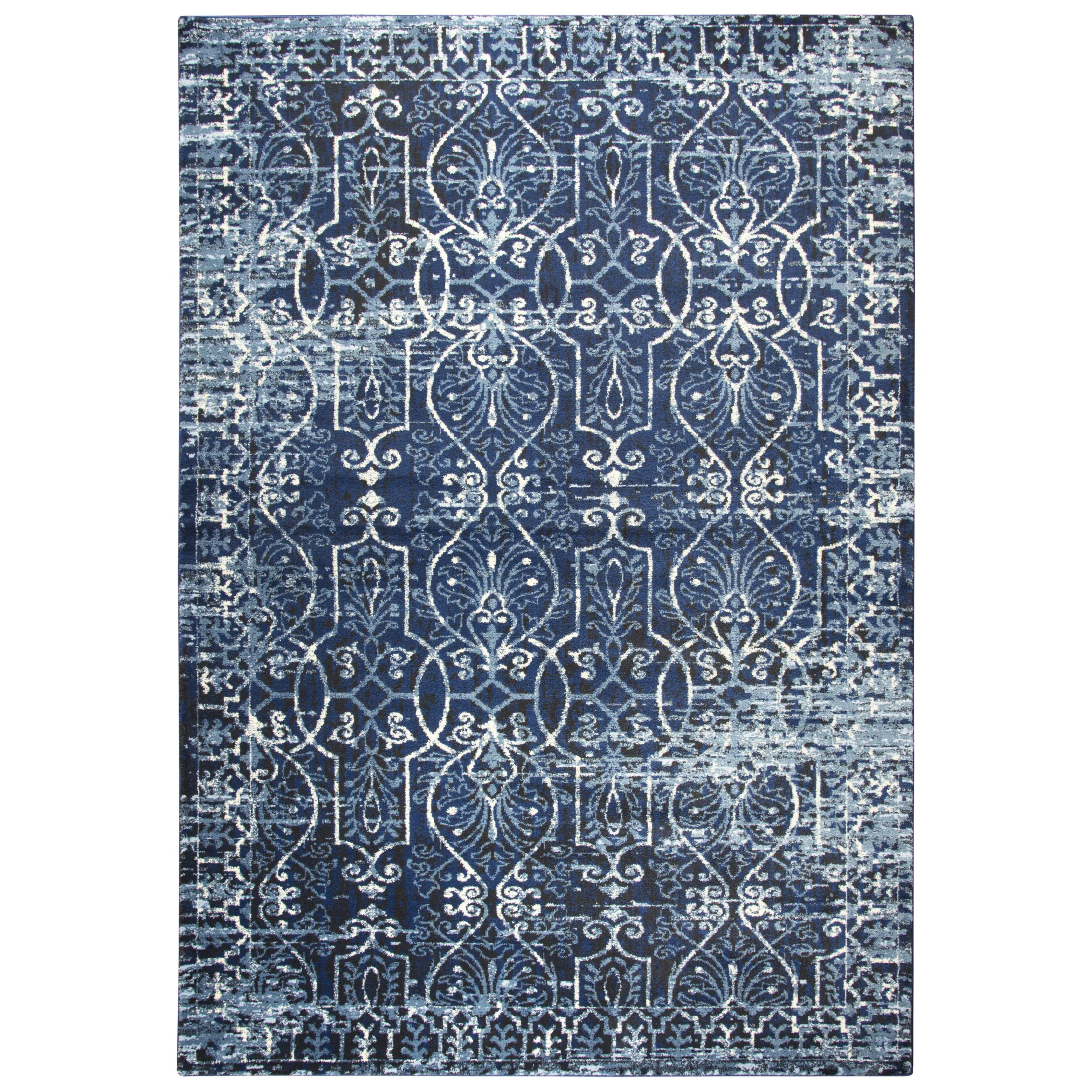 Denim Scrollwork Power Loomed Area Rug