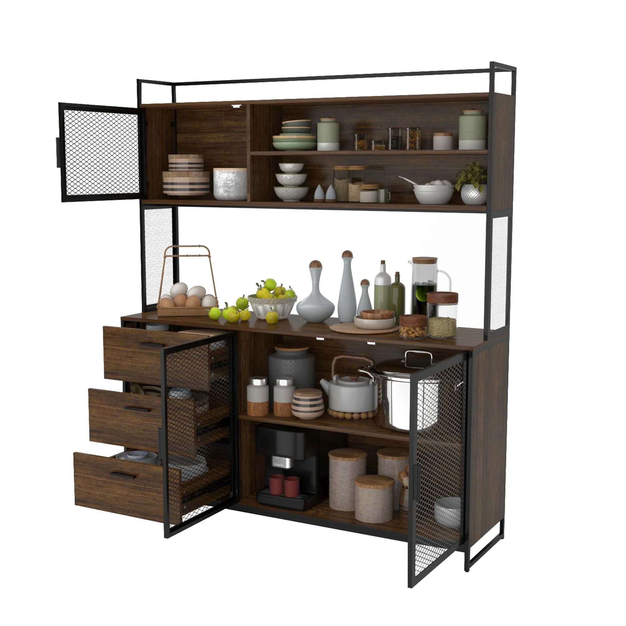 Large Buffet with Hutch,Kitchen Pantry Cupboard Sideboard