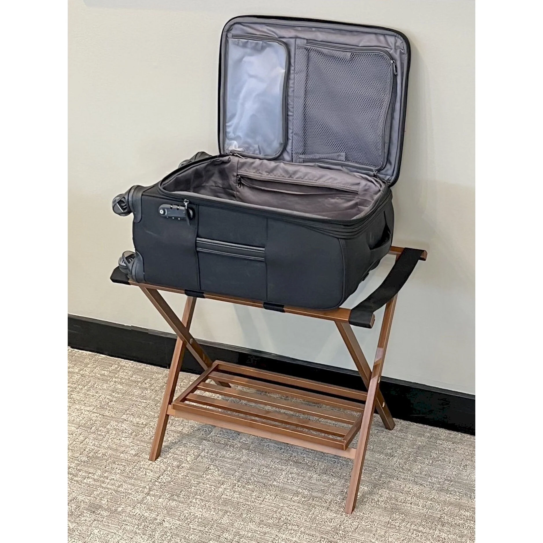 Solid Bamboo Folding Luggage Rack