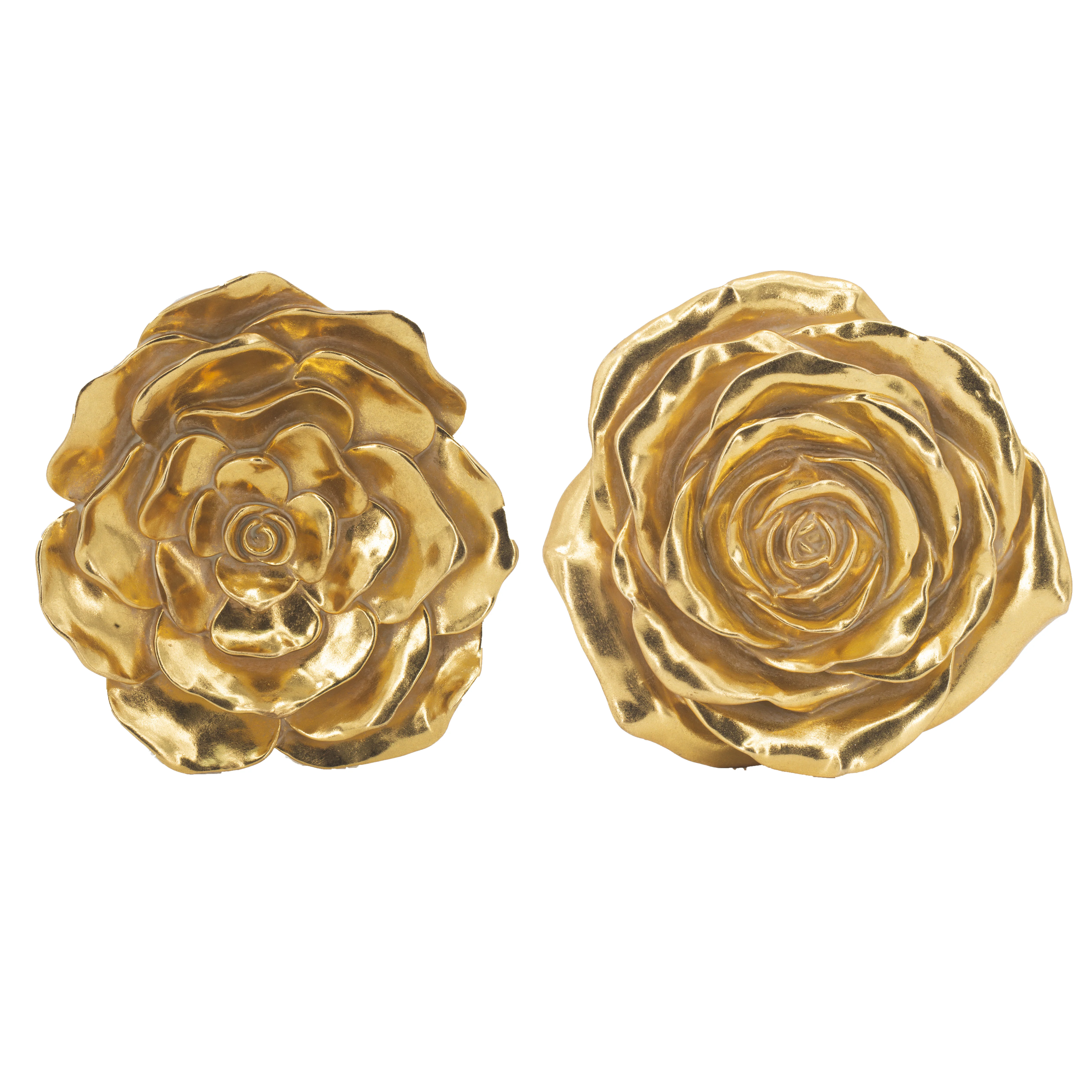 Resin Rose Hanging Wall Decor, Set of 2