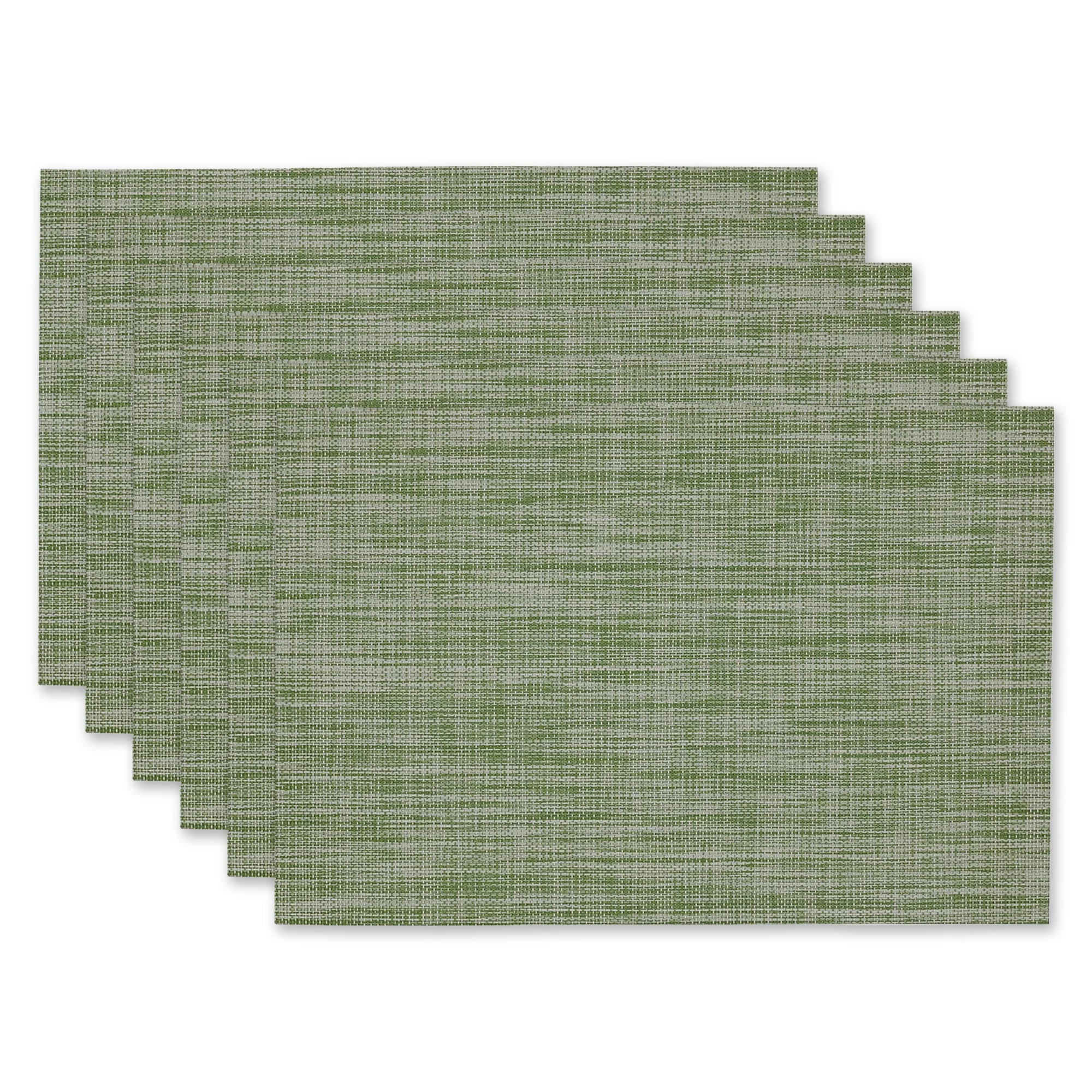 Crosshatched 13X18 Tweed Woven Vinyl And Pvc Coated Polyester Placemat Set Of 6